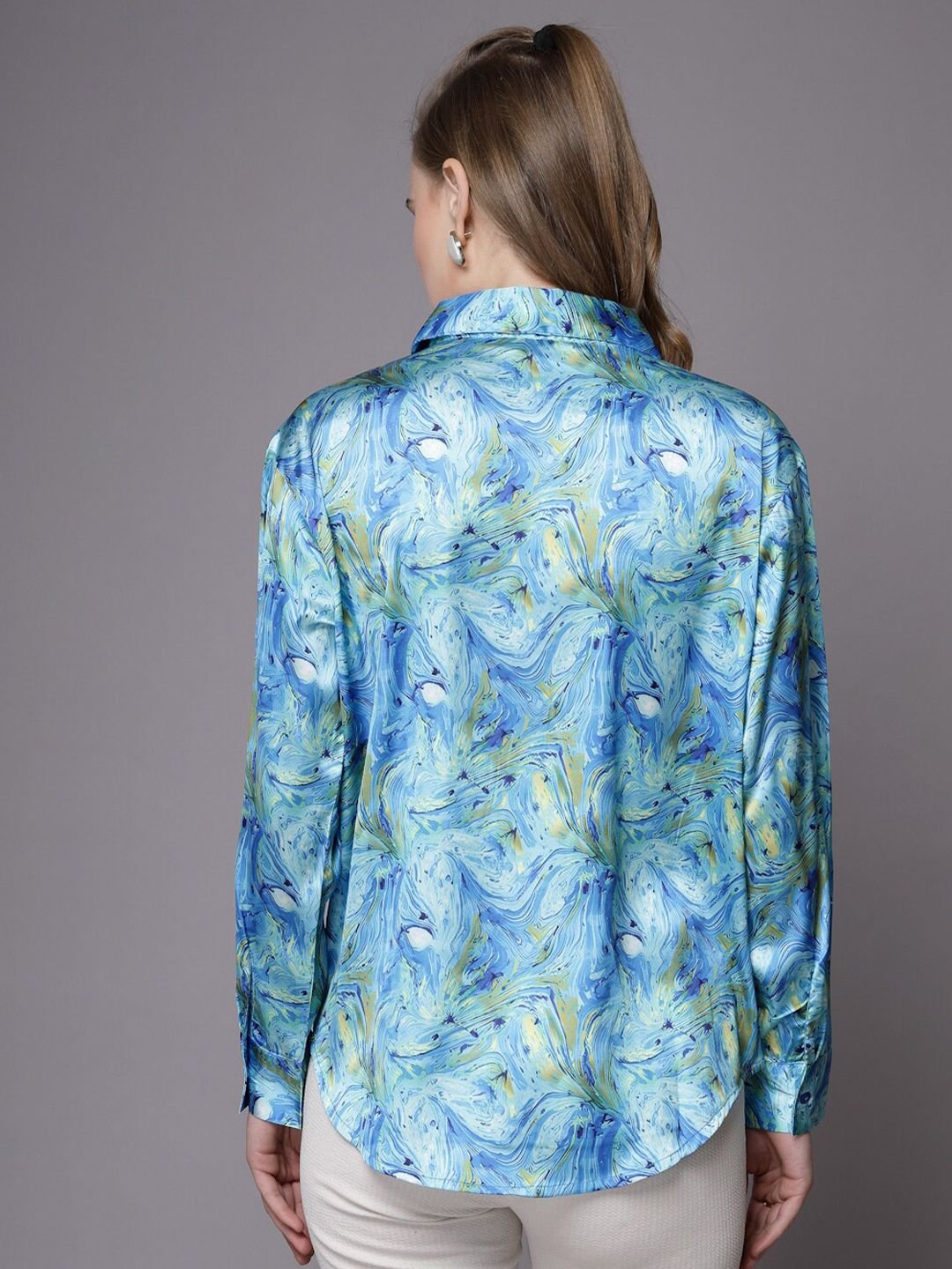 Blue Solid Long Sleeves Regular Shirt