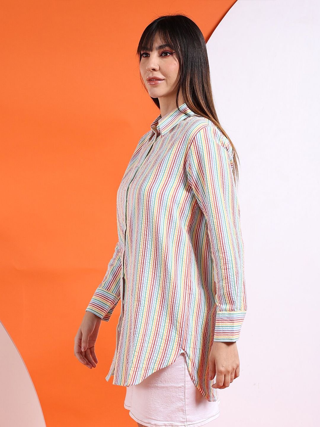 Multi Solid Long Sleeves Oversized Shirt