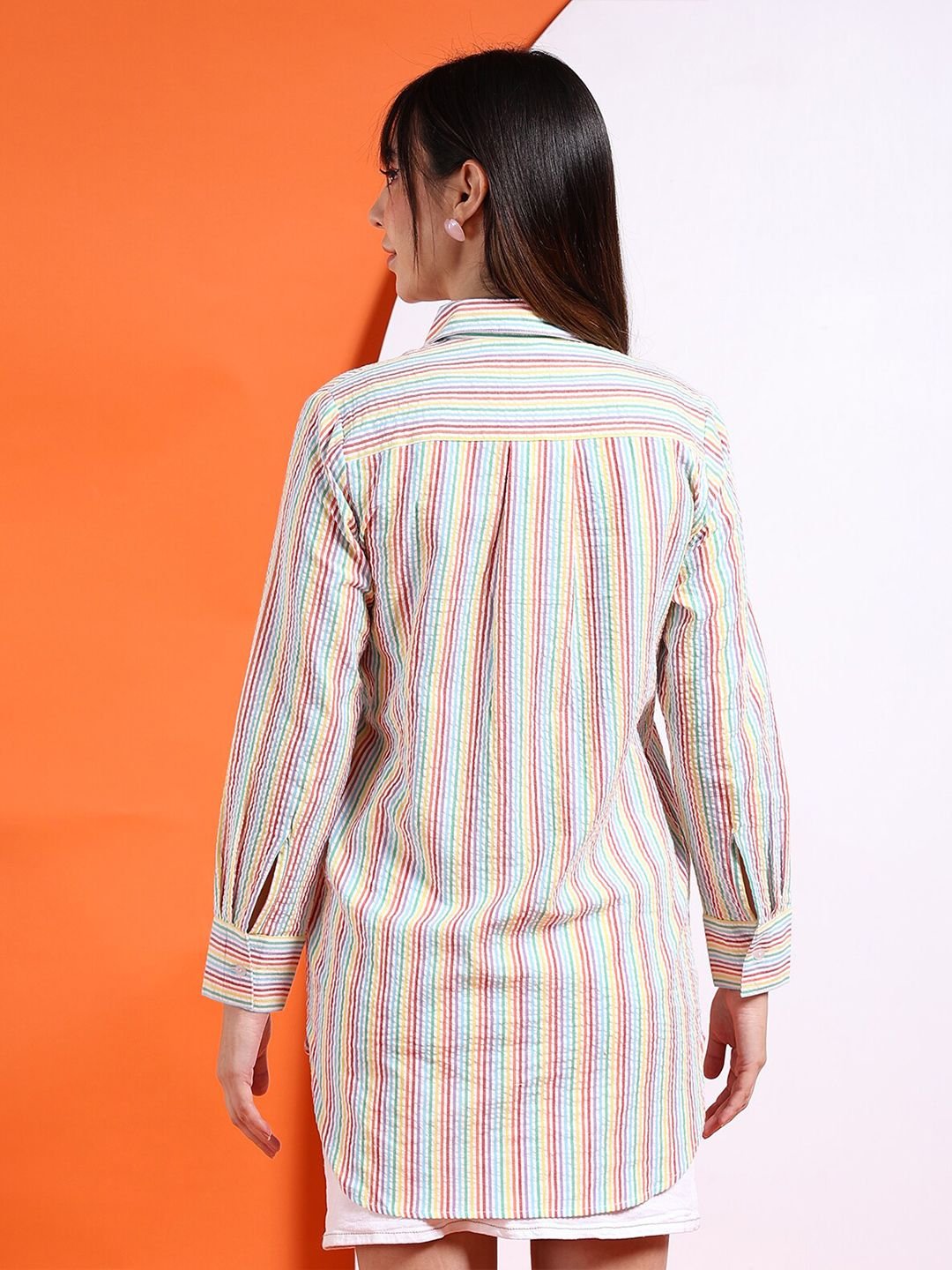Multi Solid Long Sleeves Oversized Shirt