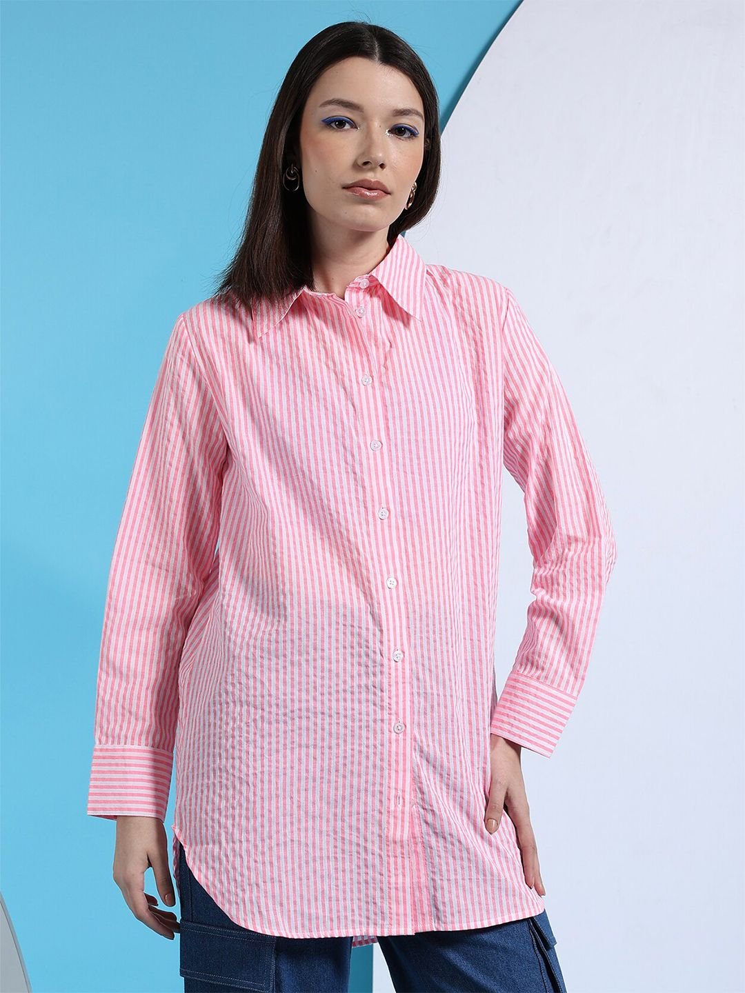 Pink Solid Long Sleeves Regular Shirt