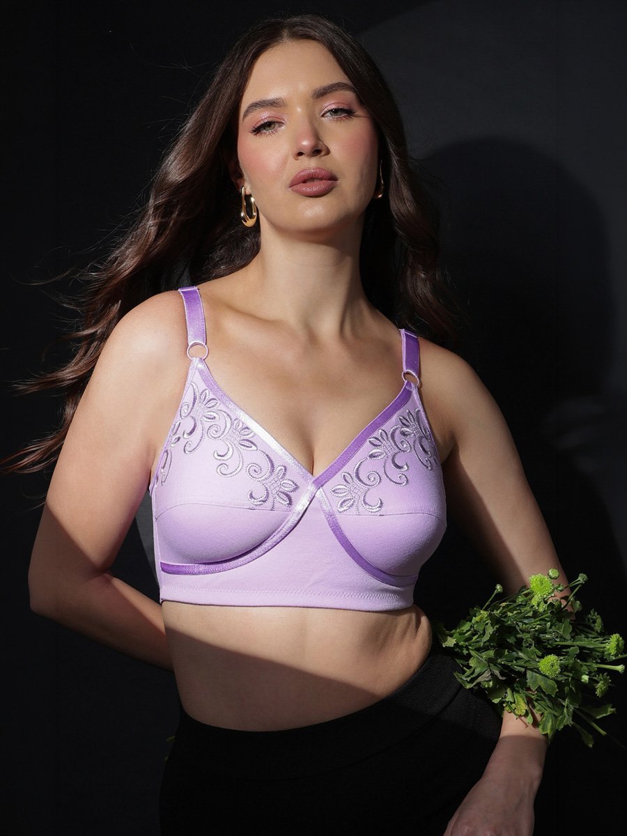 Non-Padded Non-Wired Full-Figure Bra- Cotton