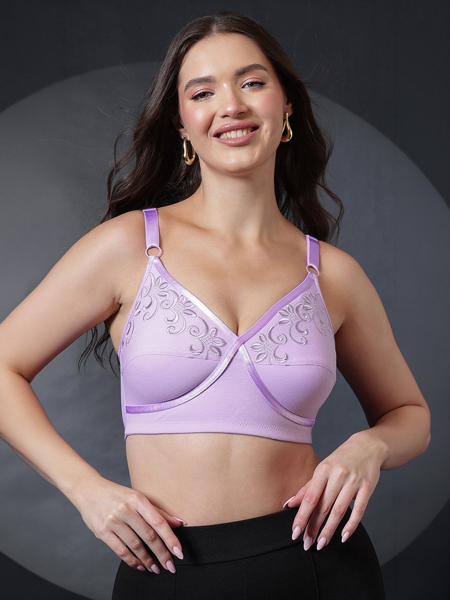 Non-Padded Non-Wired Full-Figure Bra- Cotton