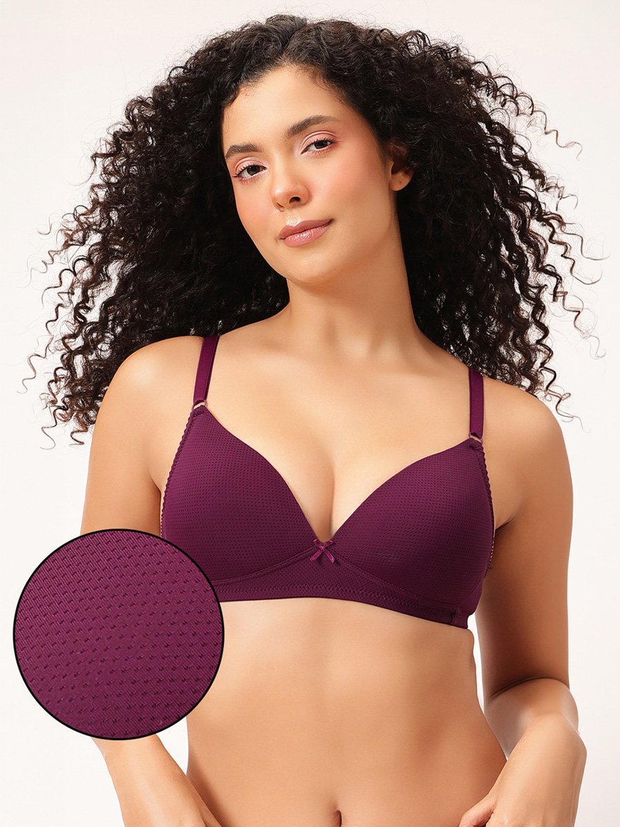 Padded Non-Wired Demi Cup Self-Textured Multiway Plunge Bra