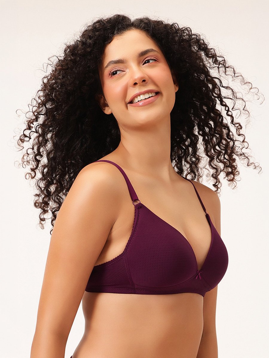 Padded Non-Wired Demi Cup Self-Textured Multiway Plunge Bra
