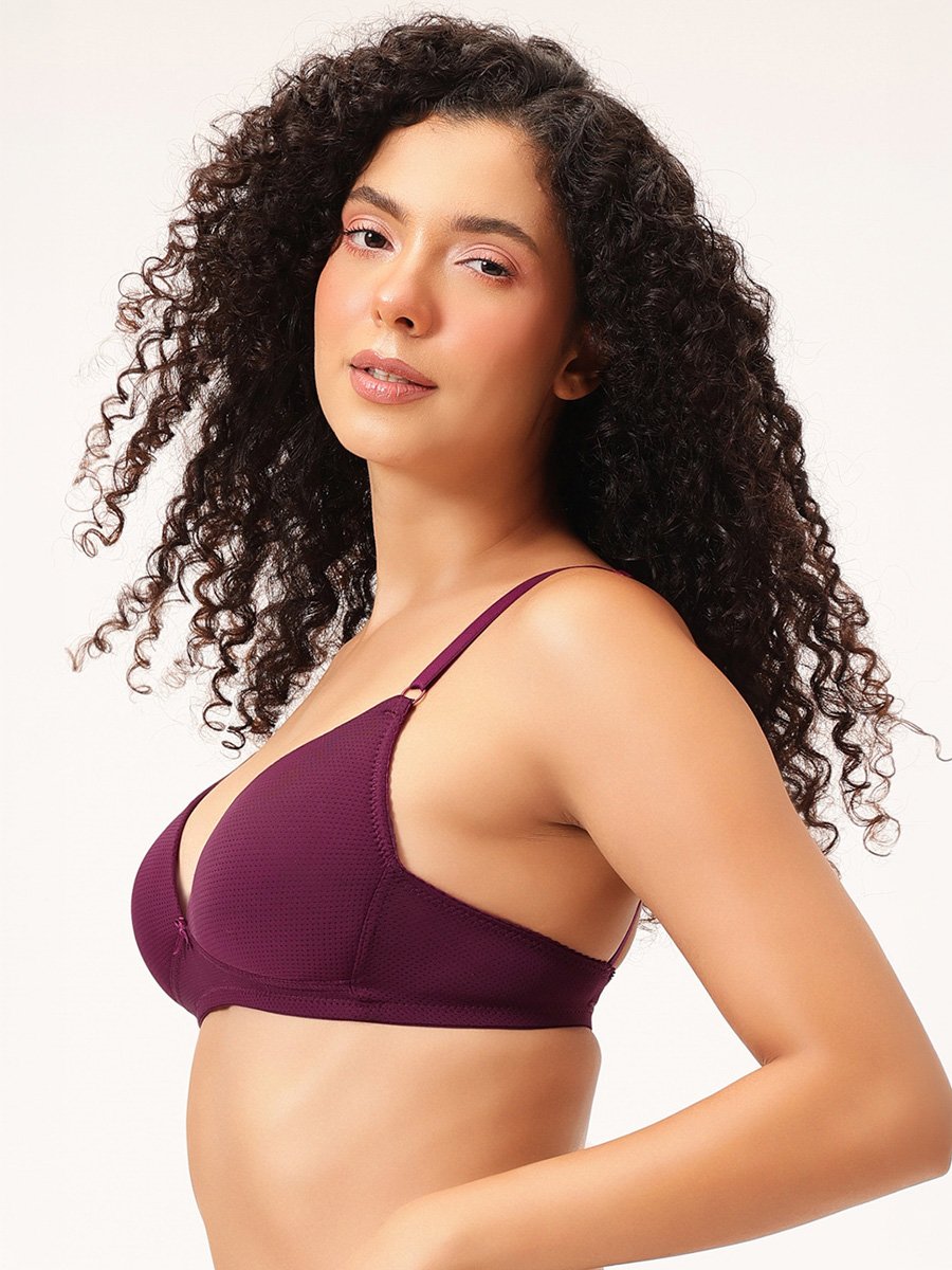 Padded Non-Wired Demi Cup Self-Textured Multiway Plunge Bra