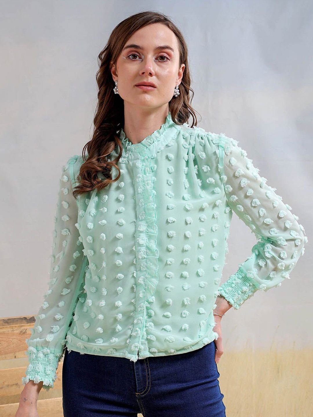 Green Solid Long Sleeves Regular Shirt