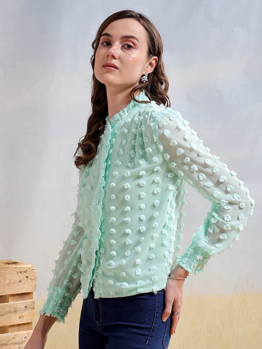 Green Solid Long Sleeves Regular Shirt