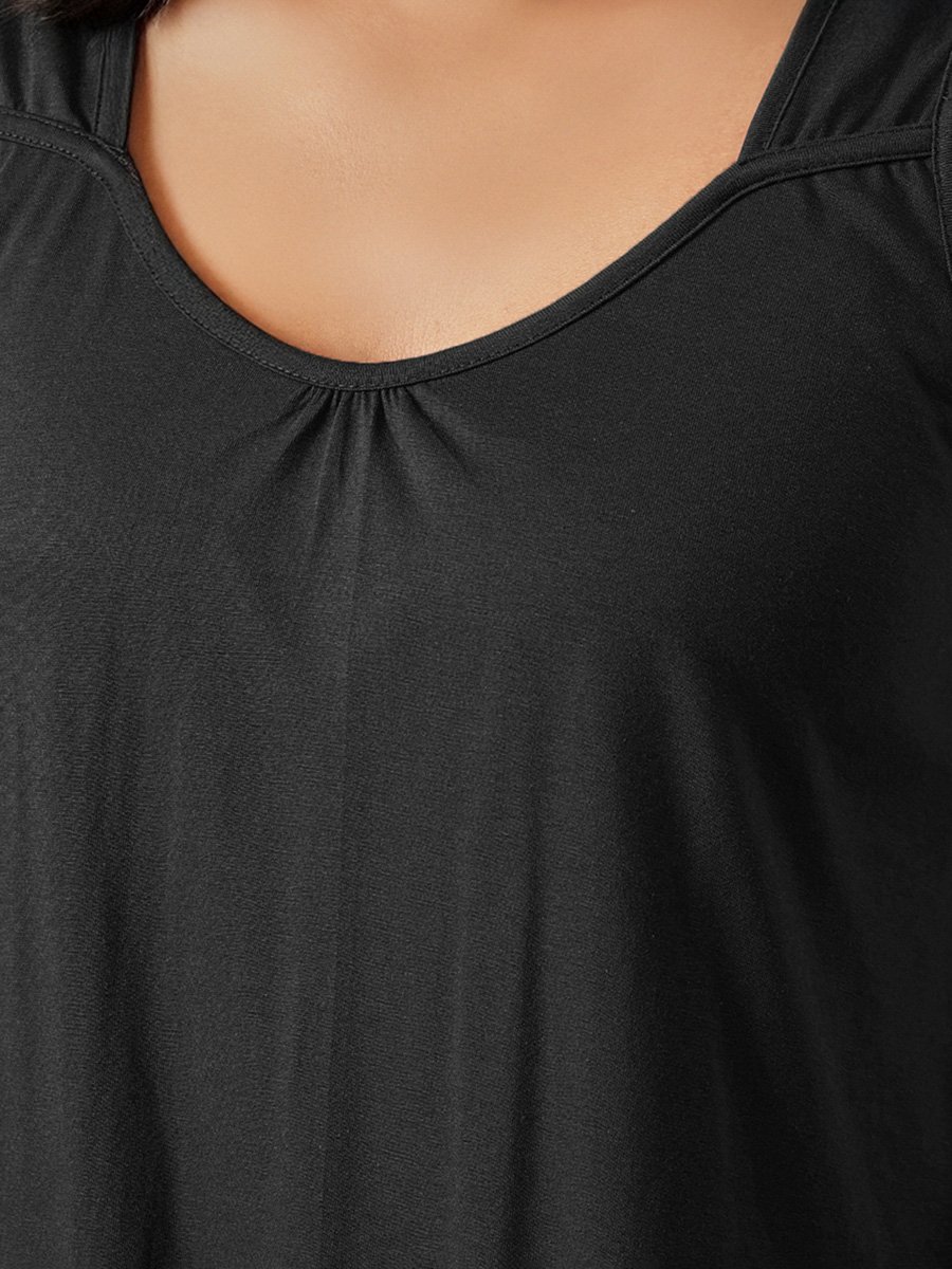 Black Maxi Nightdress with Side Slits