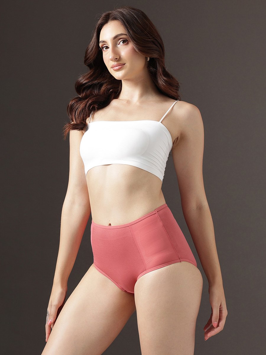 High Waist Hipster Panty with Powernet Panels - Cotton