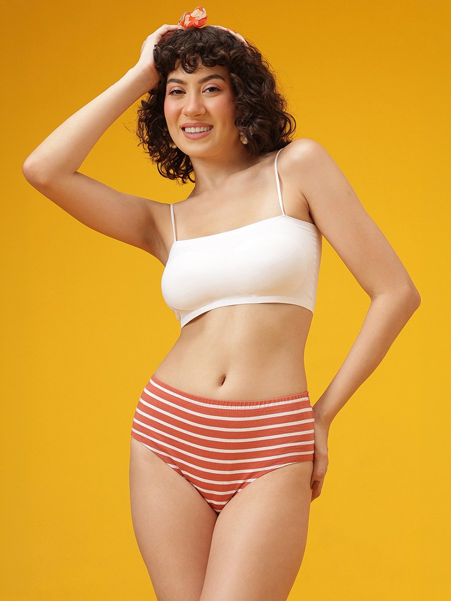 Mid Waist Striped Hipster Panty