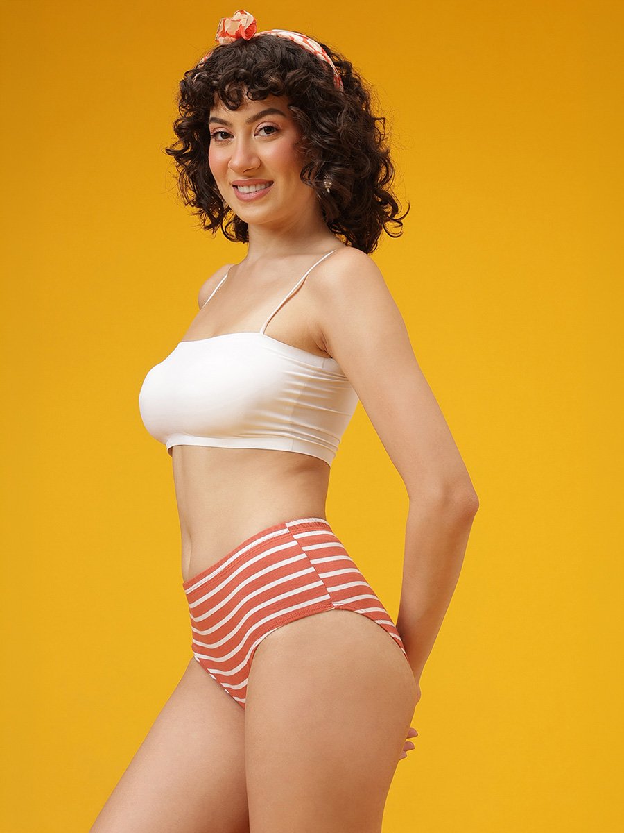 Mid Waist Striped Hipster Panty