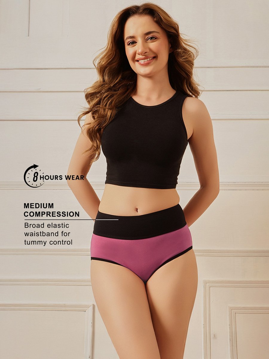 High Waist Tummy Tucker Hipster Panty- Cotton
