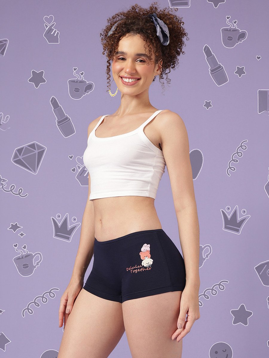 Pack of 3 - Mid Waist Boyshorts - Cotton