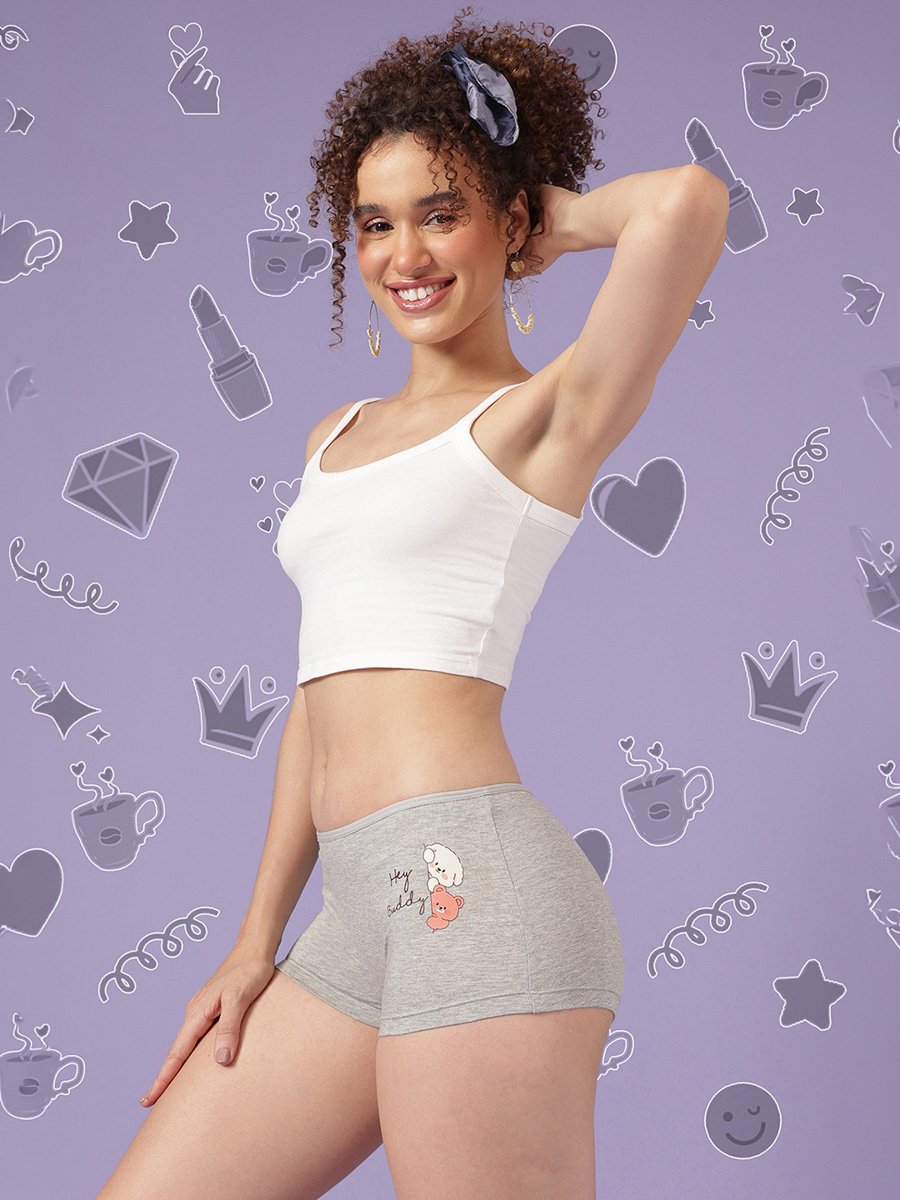 Pack of 3 - Mid Waist Boyshorts - Cotton