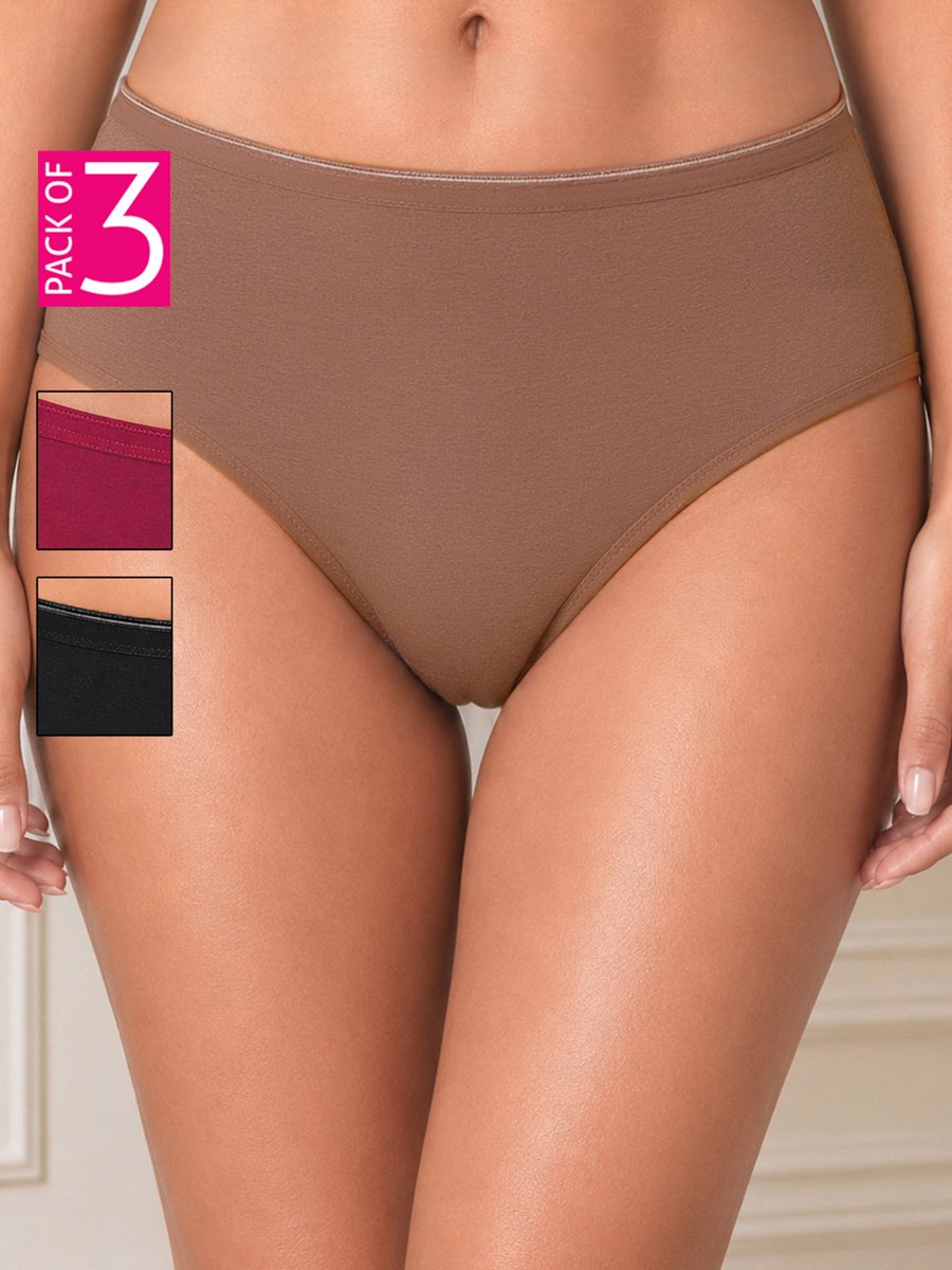 Pack of 3 -Mid Waist Hipster Panties - Modal