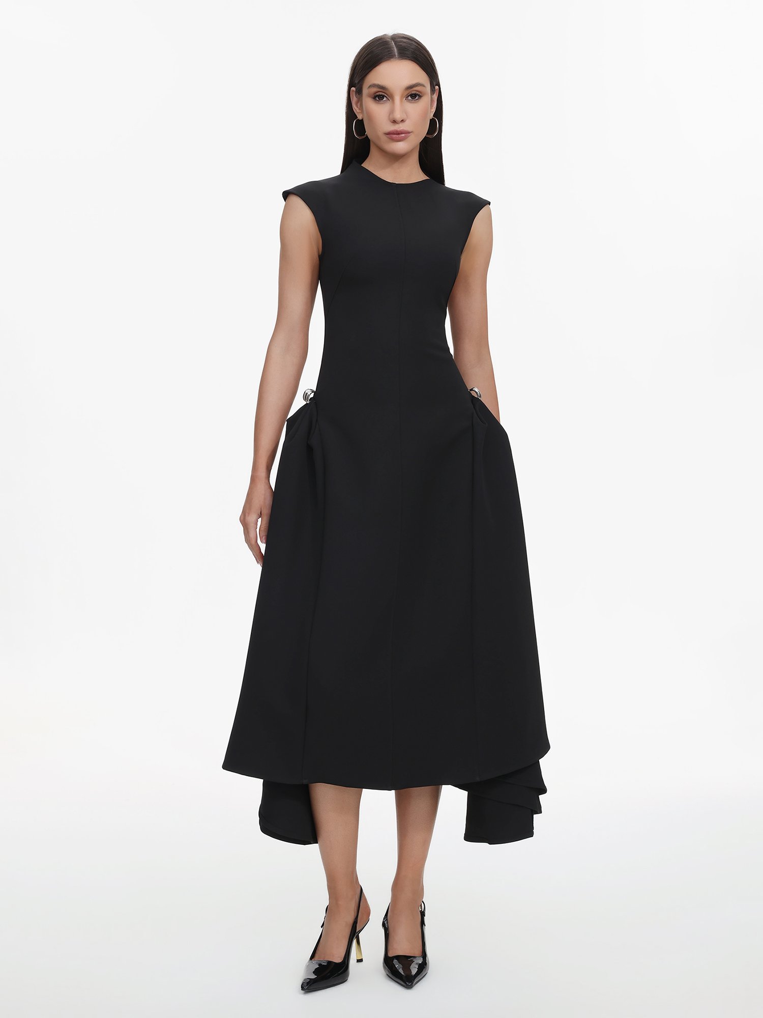 Black Sleeveless Midi Dress