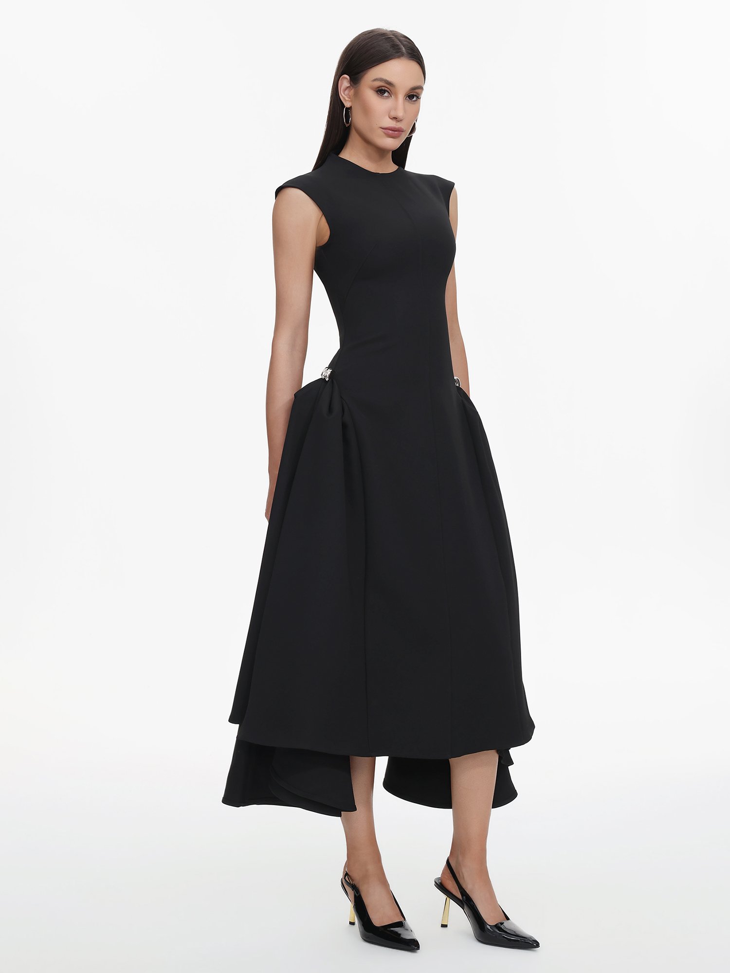 Black Sleeveless Midi Dress