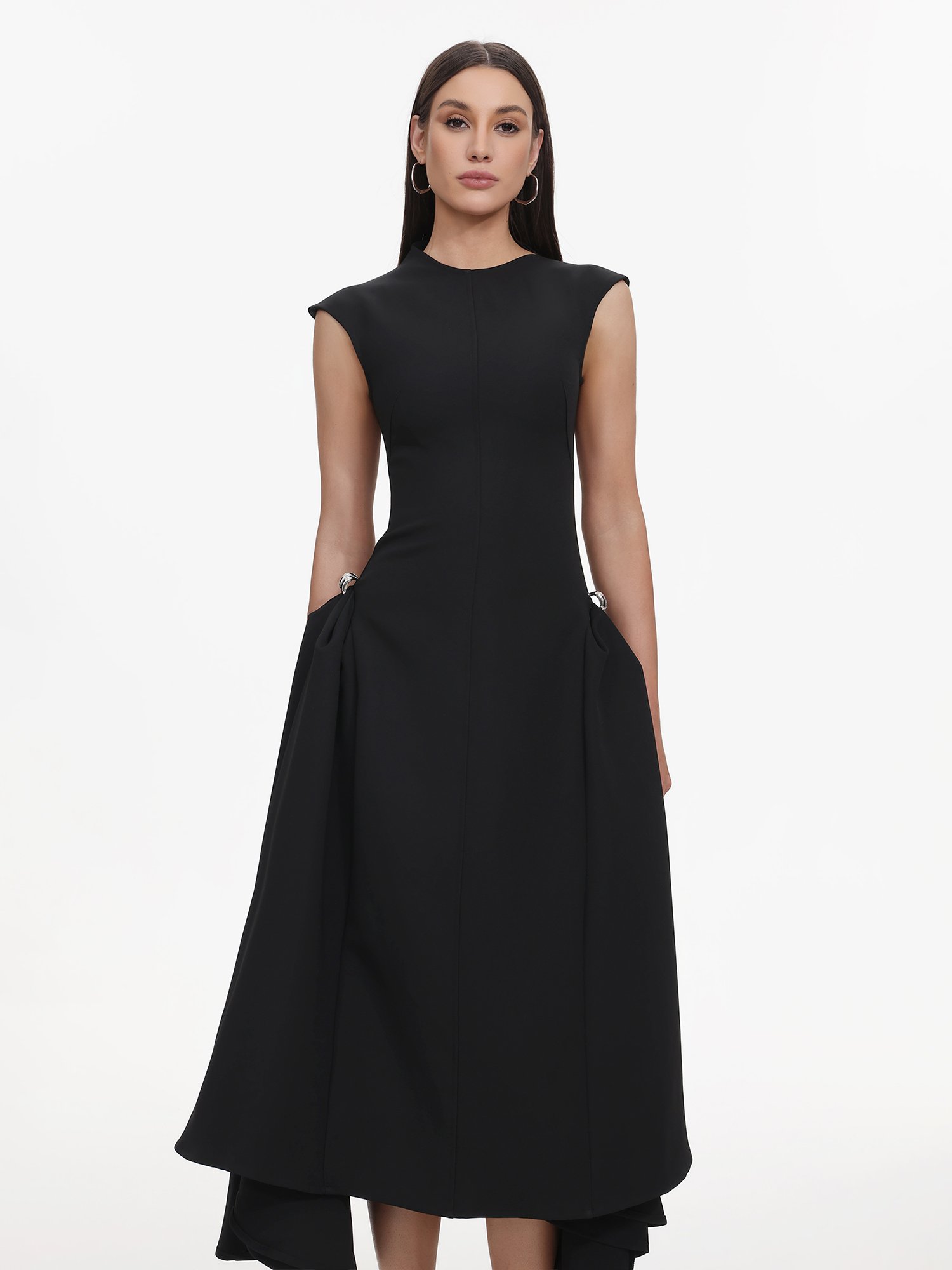 Black Sleeveless Midi Dress