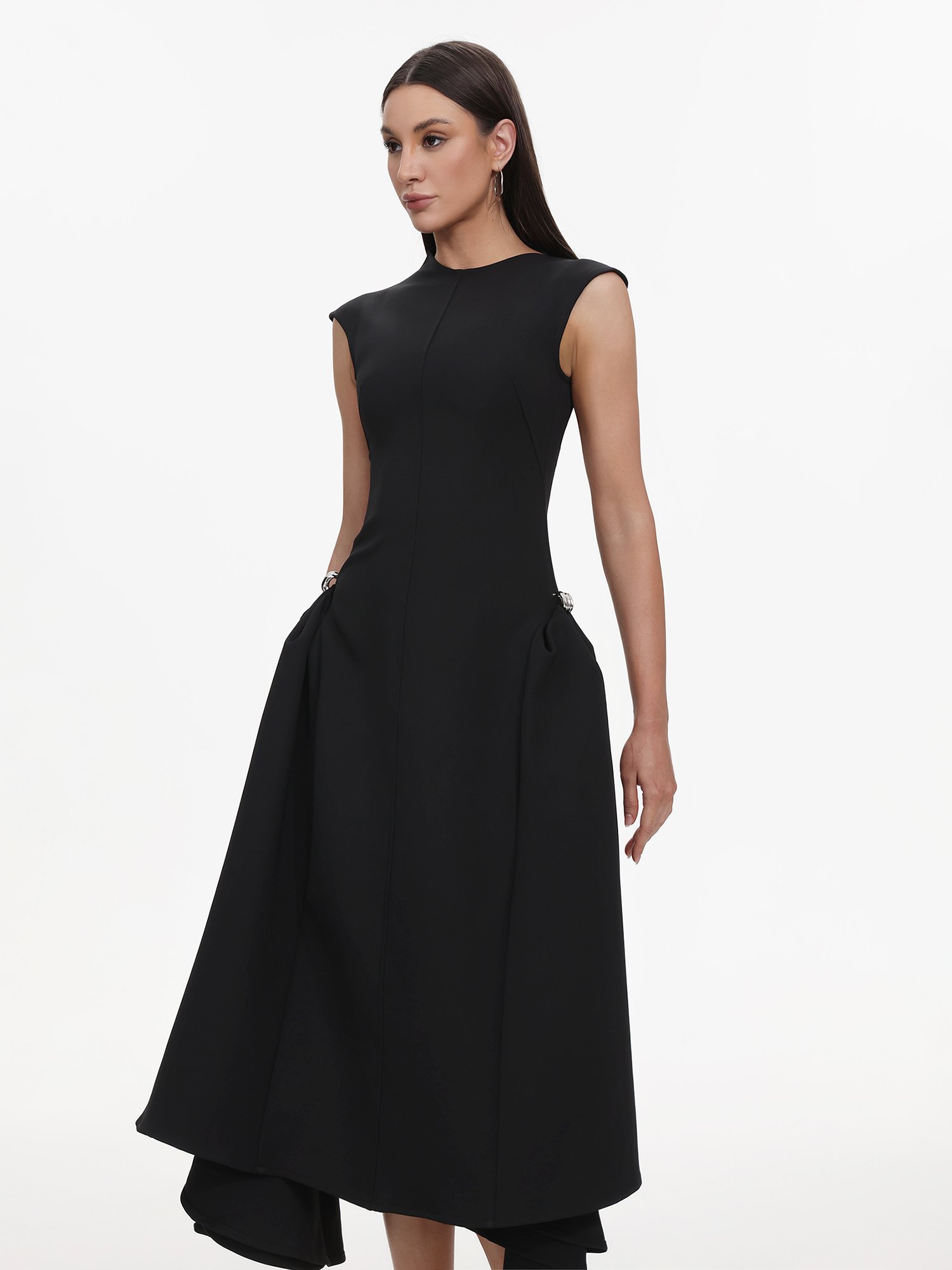 Black Sleeveless Midi Dress