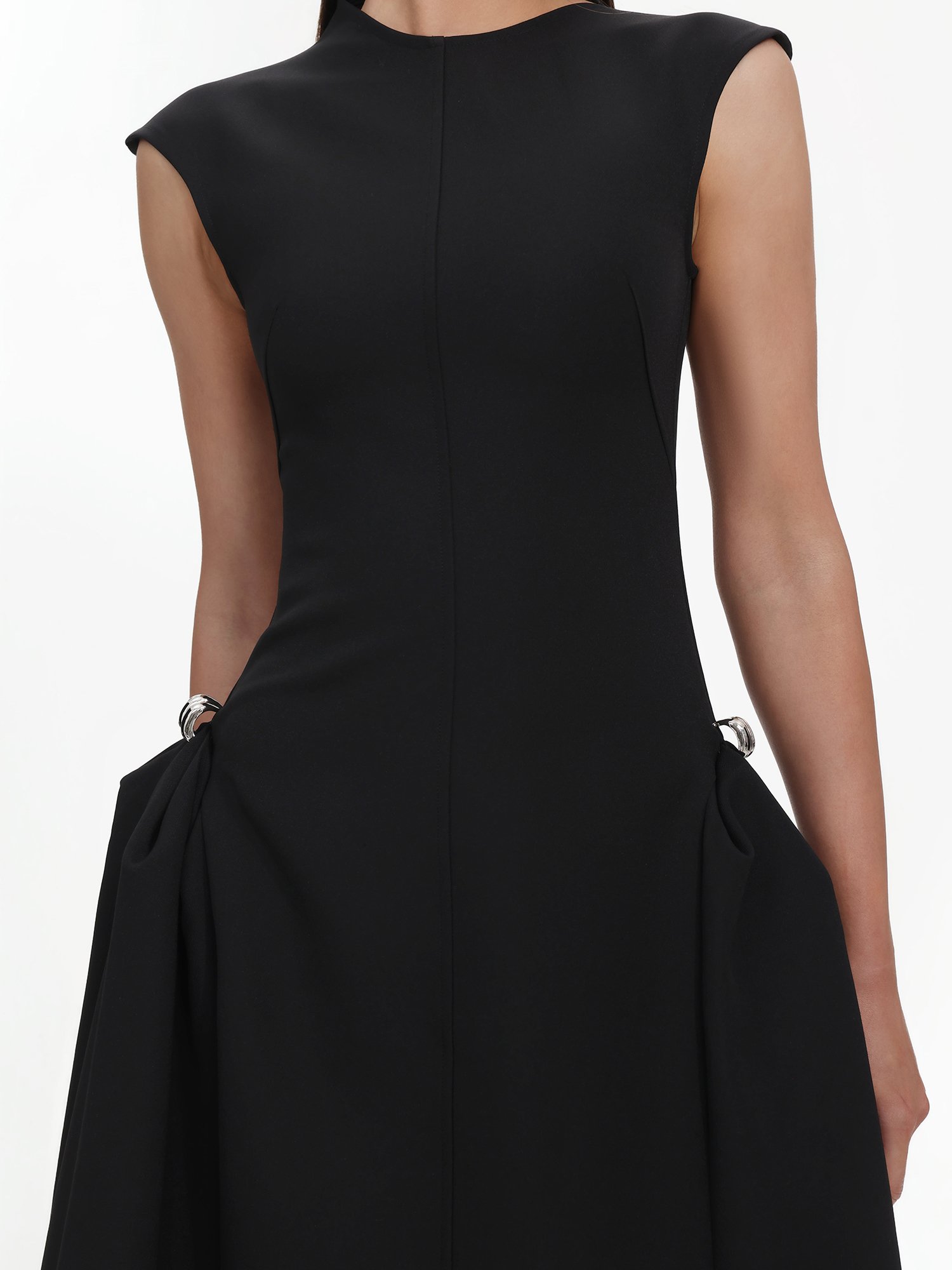 Black Sleeveless Midi Dress