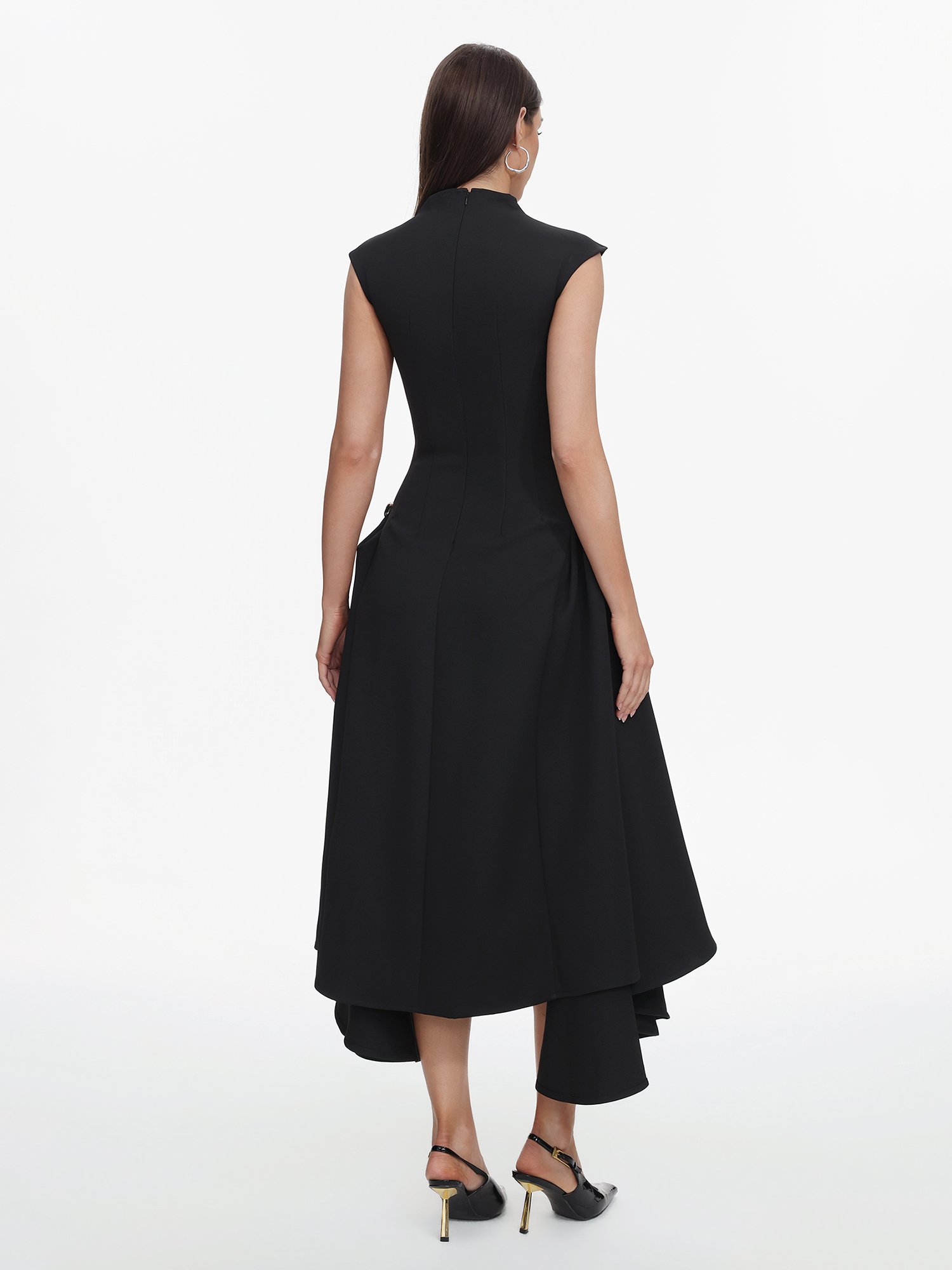 Black Sleeveless Midi Dress