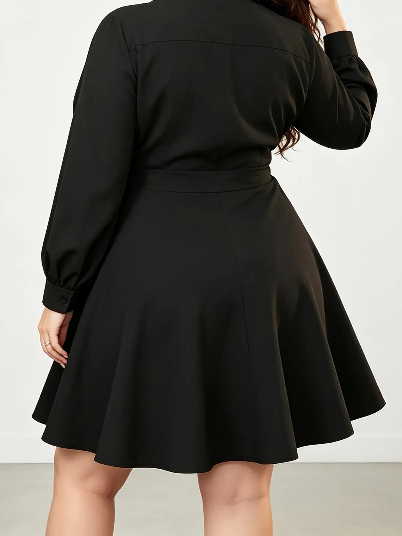 Plus Size Black A-Line Mini Dress with Corset Waist