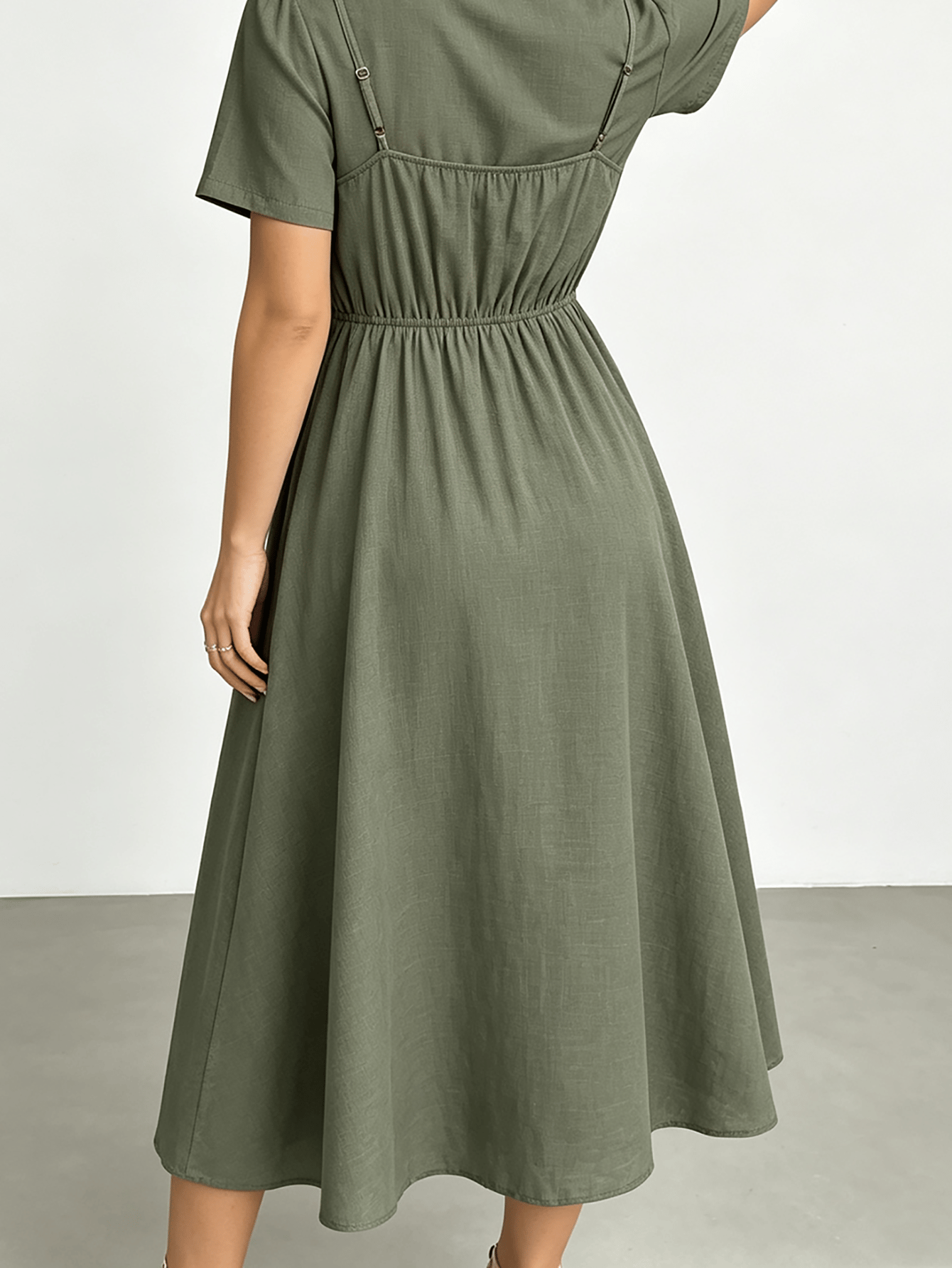 Olive Green Crop Top and Midi Skirt Co-ord Set