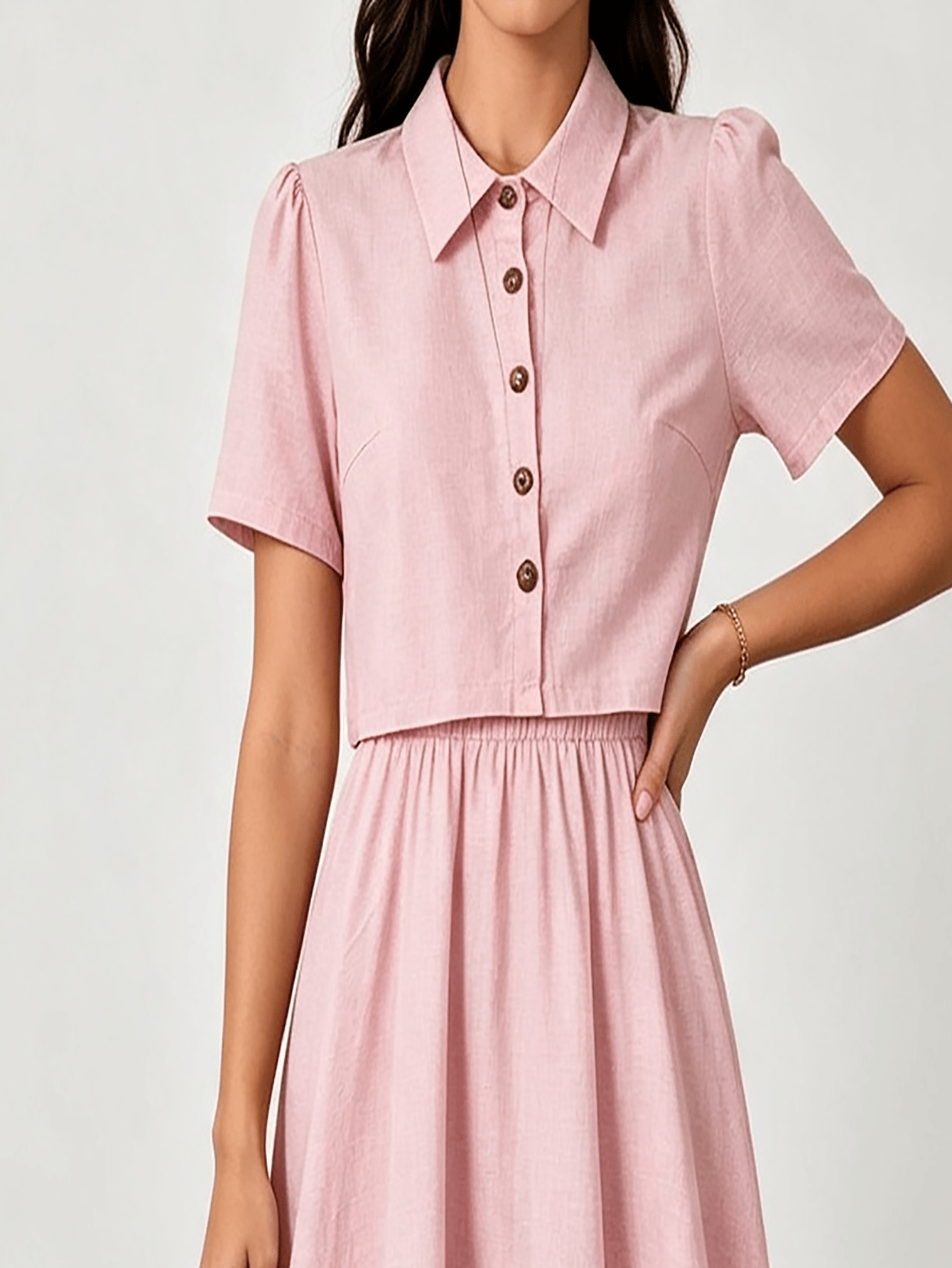 Light Pink Crop Top and Midi Skirt Co-Ord Set