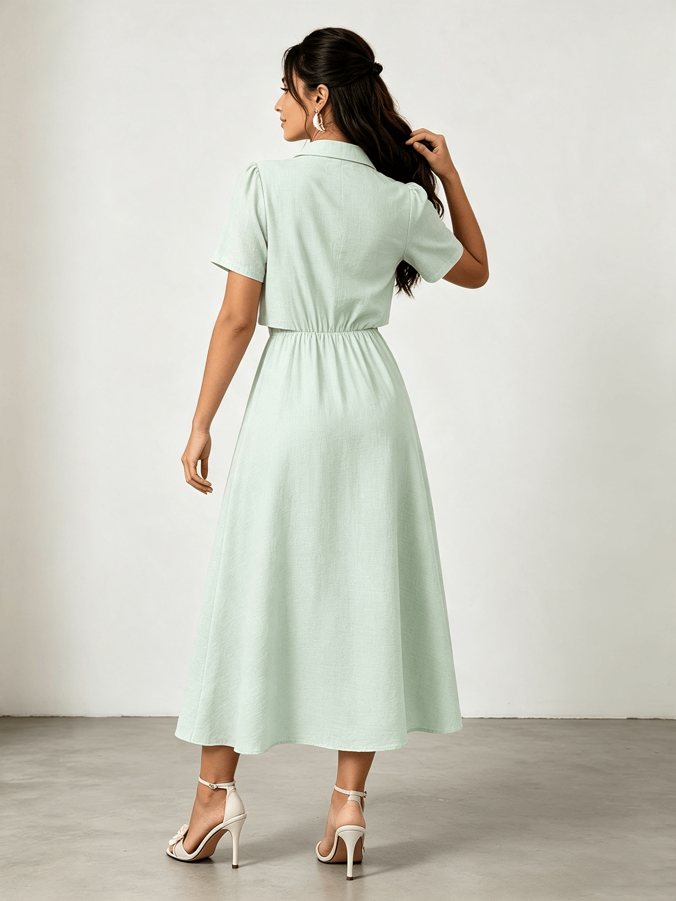 Mint Green Crop Top and A-Line Skirt Set