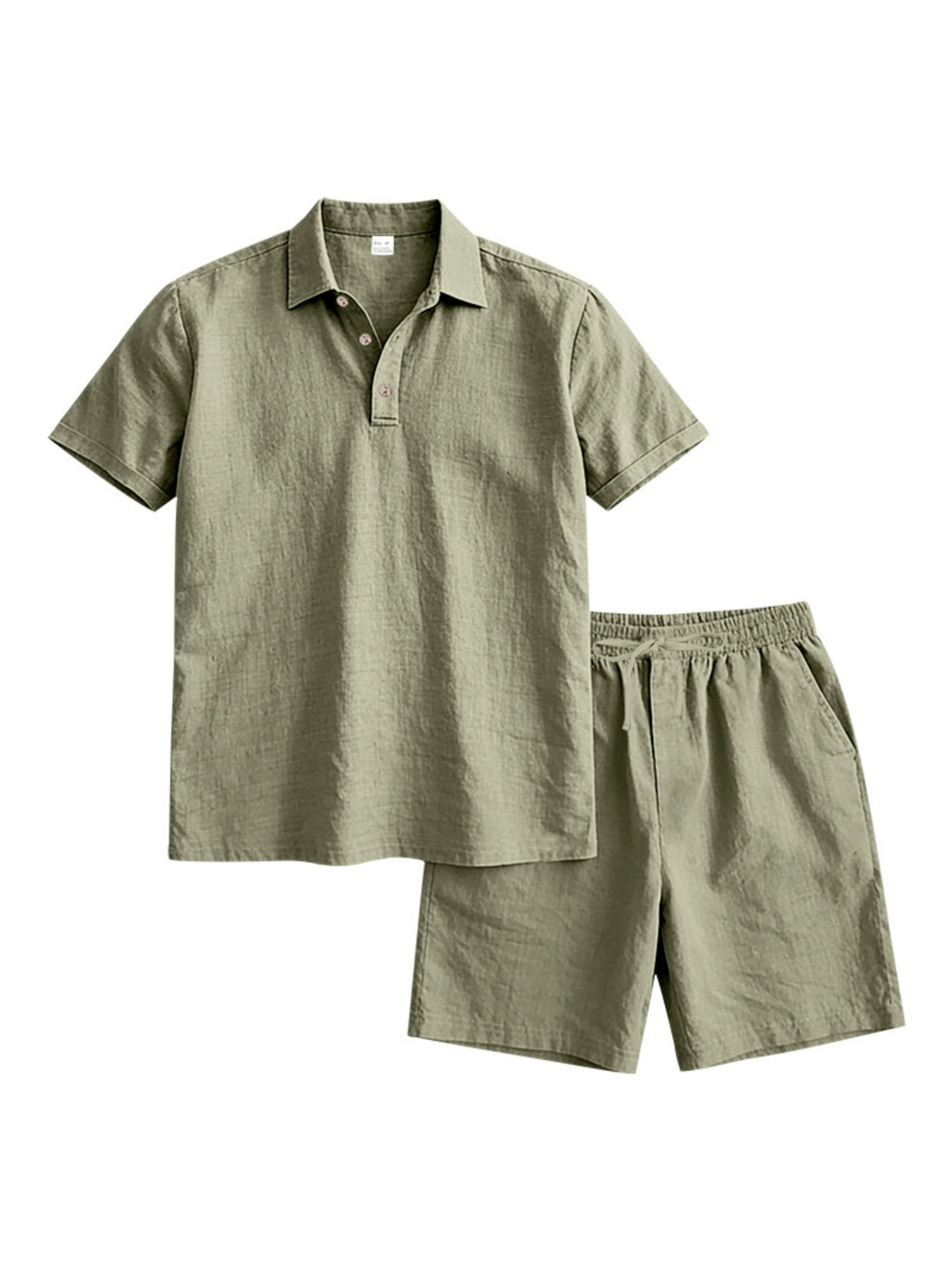 Men Olive Polo and Shorts Set