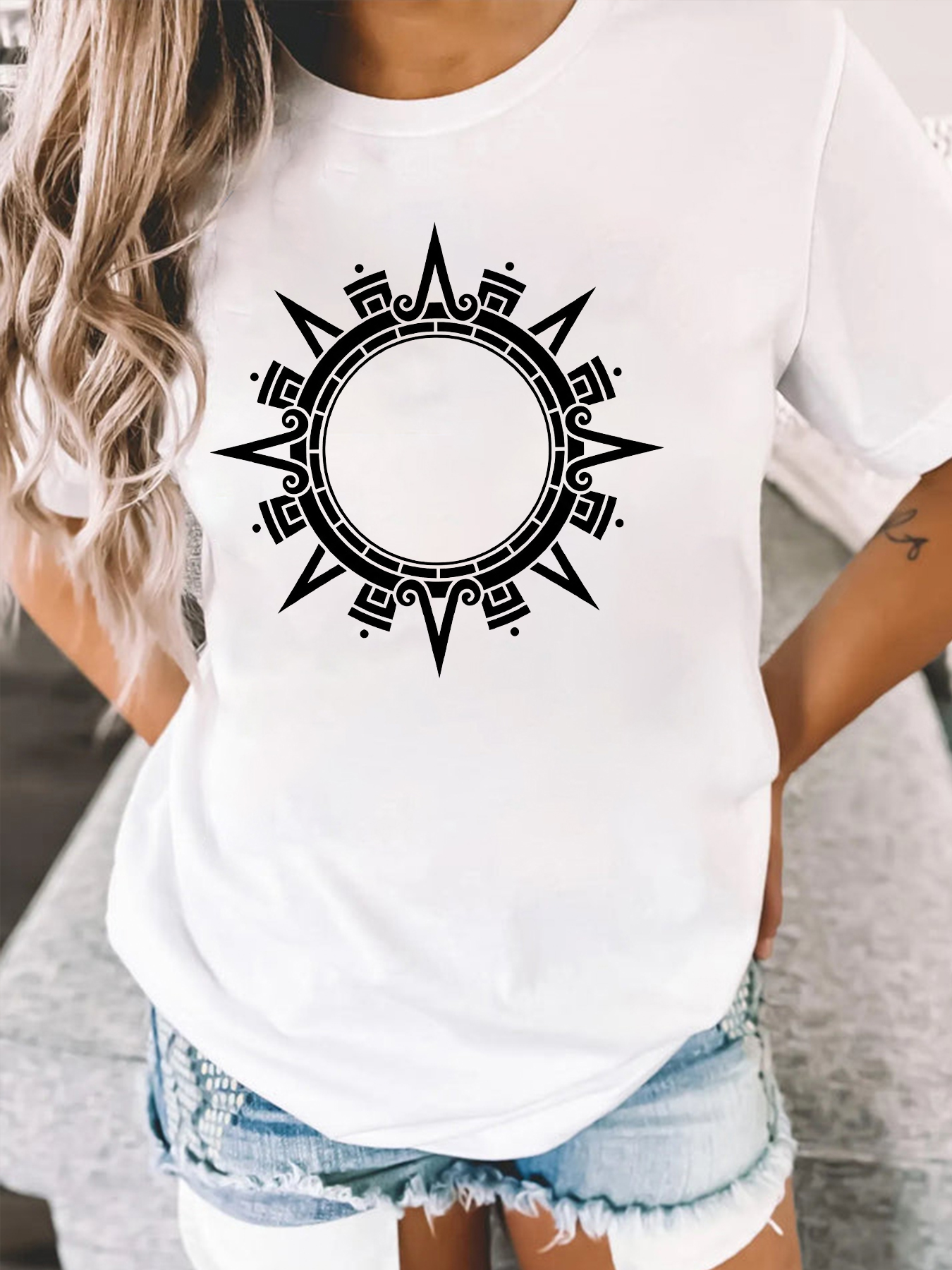 White Oversized Graphic Print Short Sleeves T-Shirt