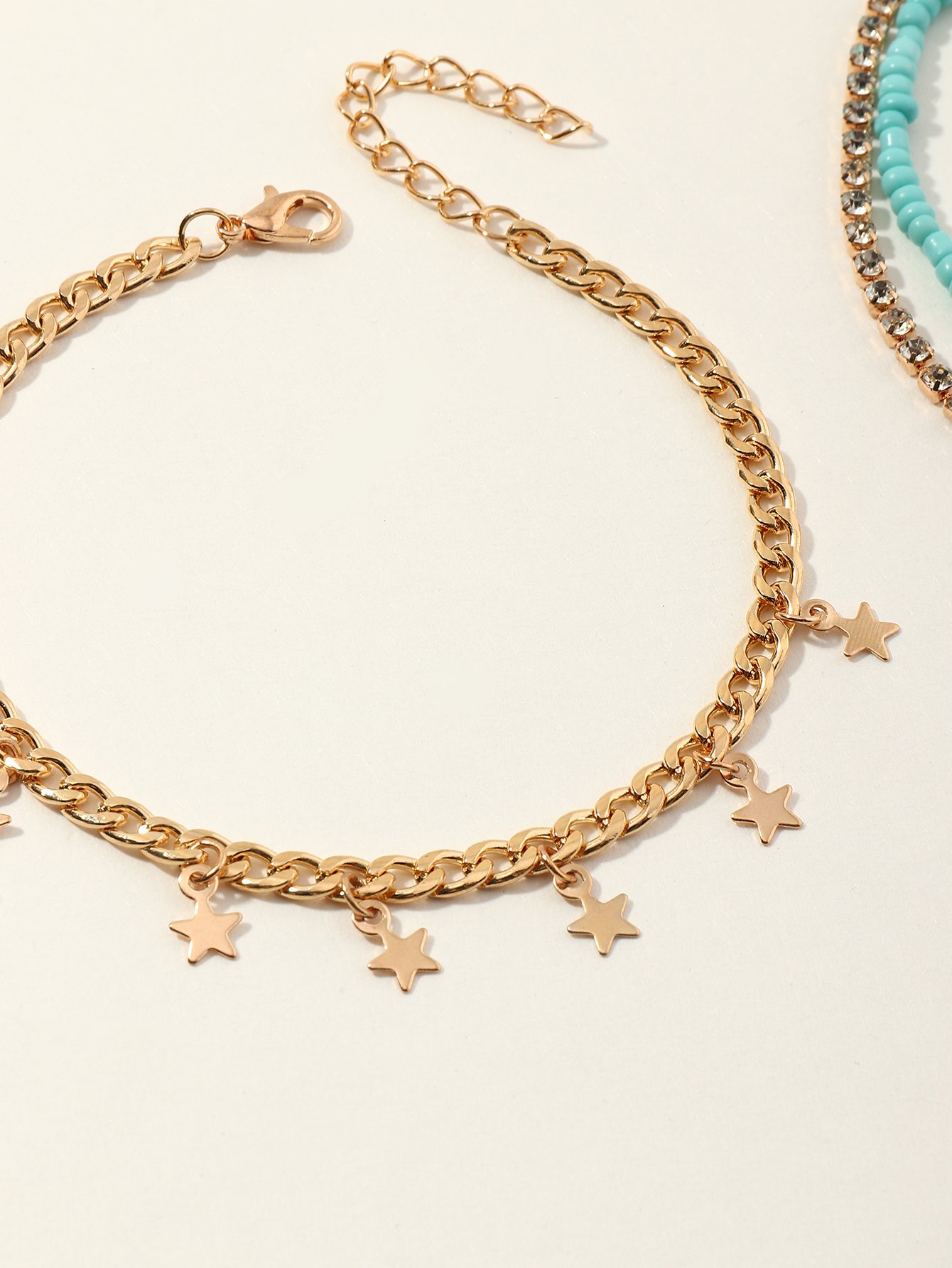 Multi-Layered Star Charm Anklet Set