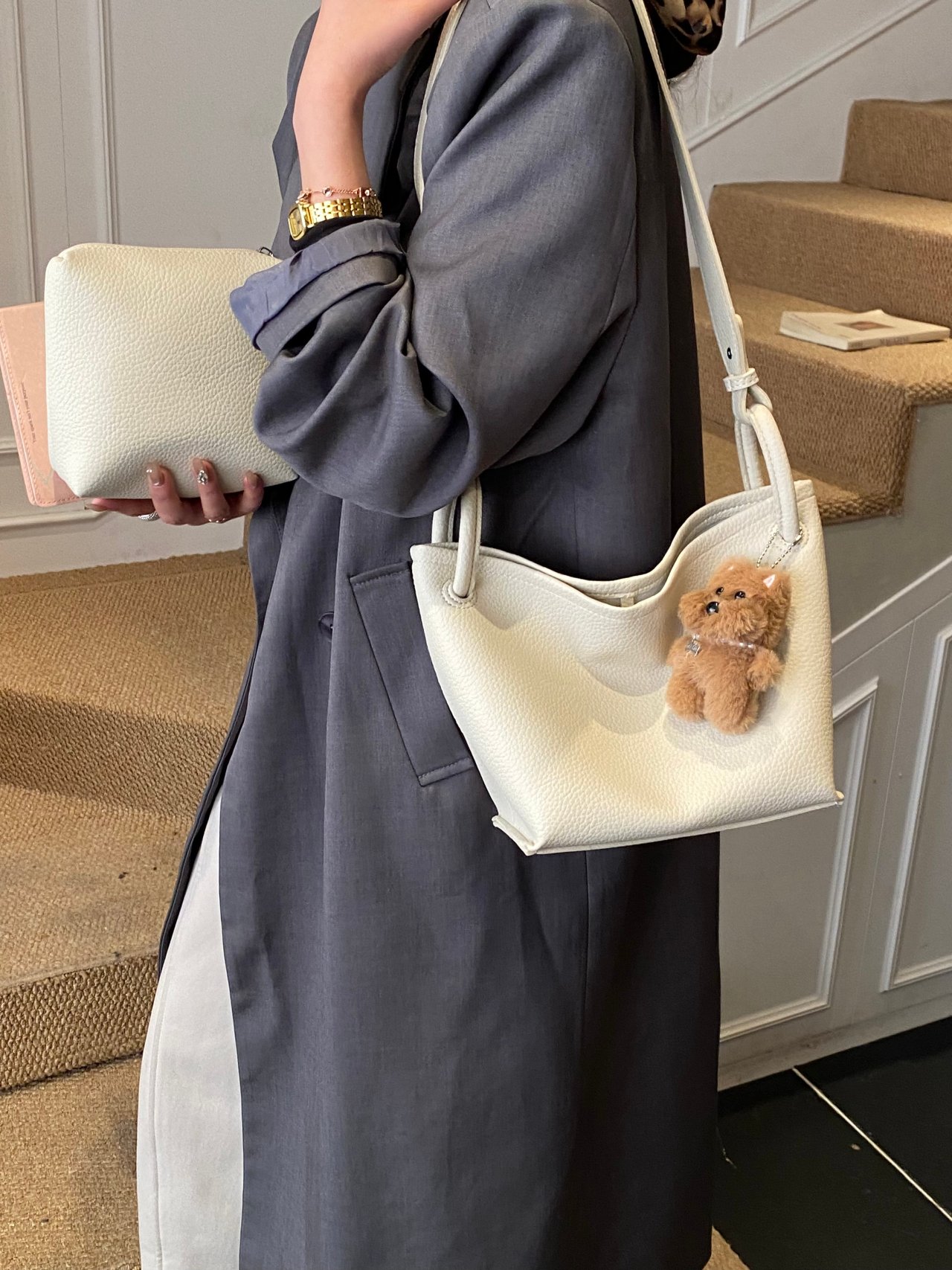 Off-White Textured Crossbody Bag