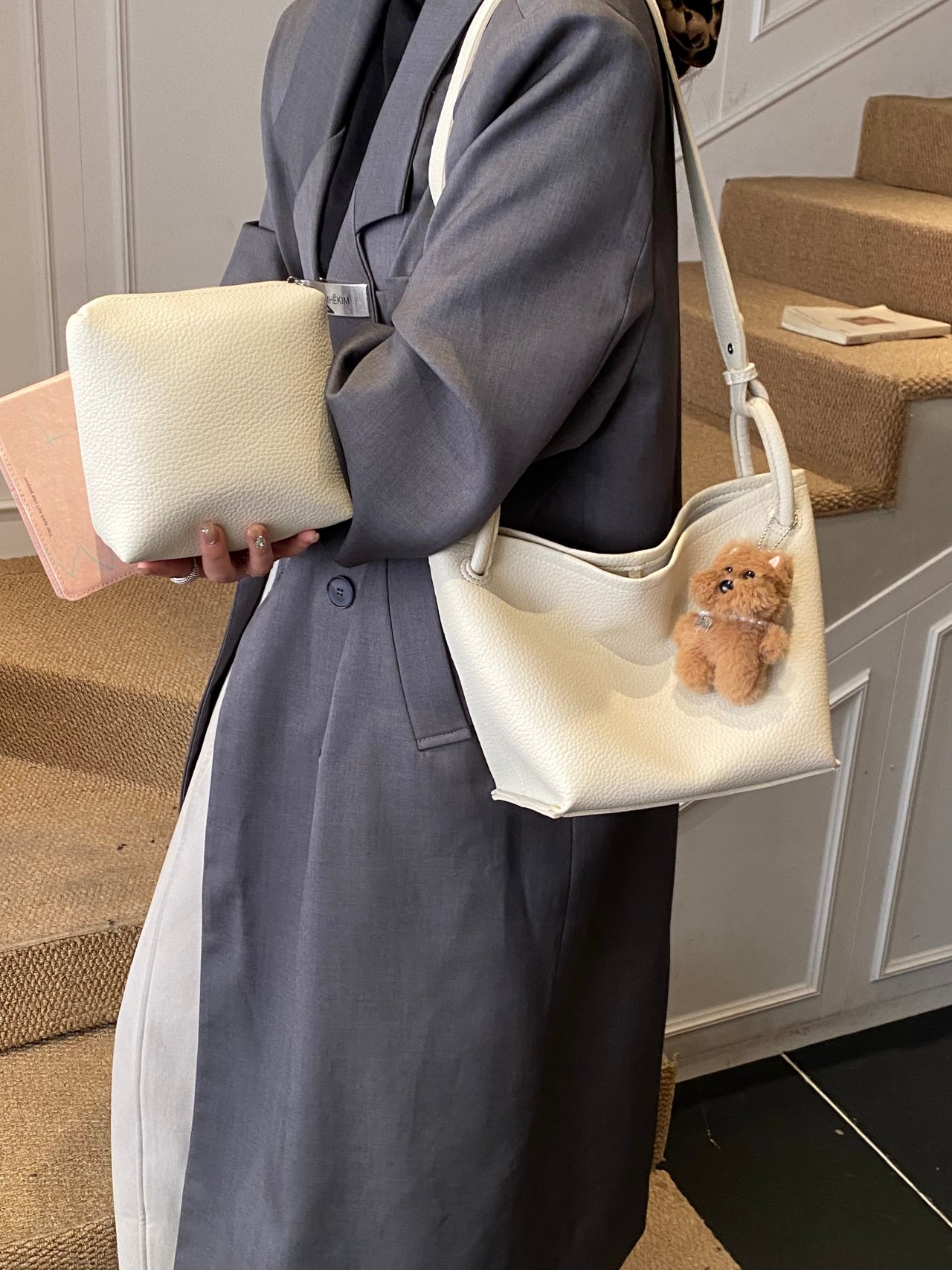Off-White Textured Crossbody Bag