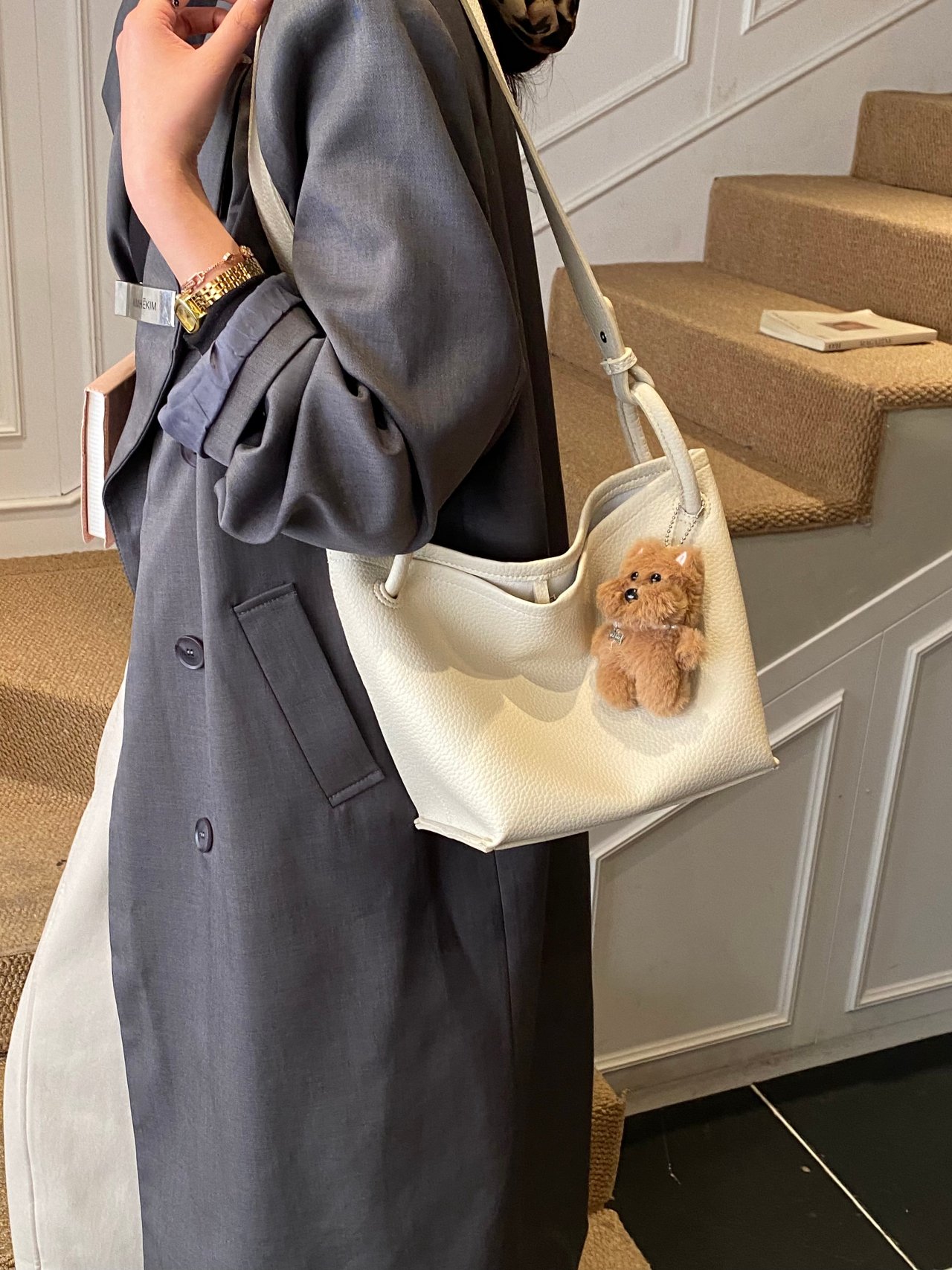 Off-White Textured Crossbody Bag