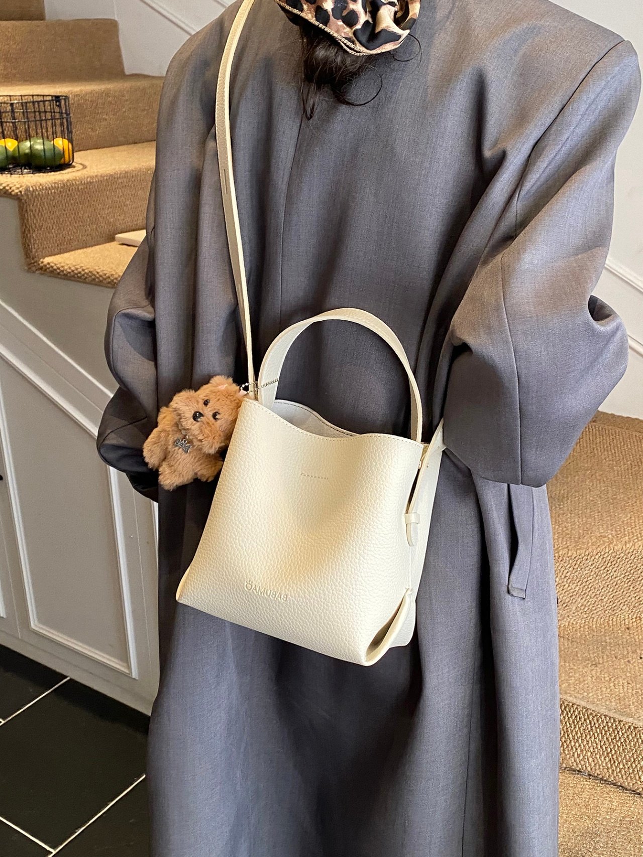 Off-White Crossbody Bag with Charm
