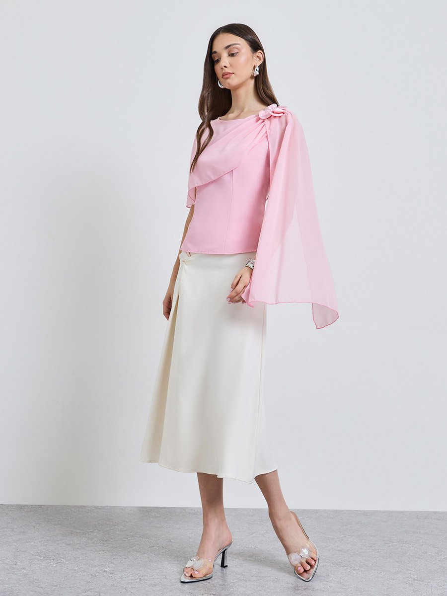 Pink Solid Round Neck Top