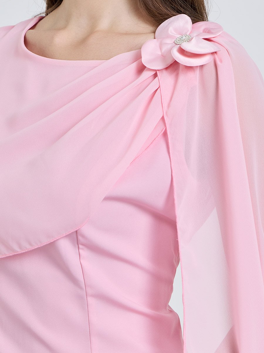 Pink Solid Round Neck Top