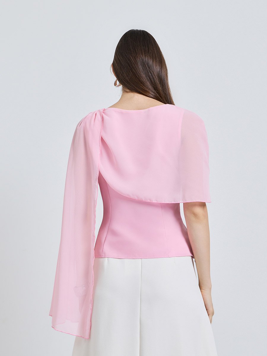 Pink Solid Round Neck Top