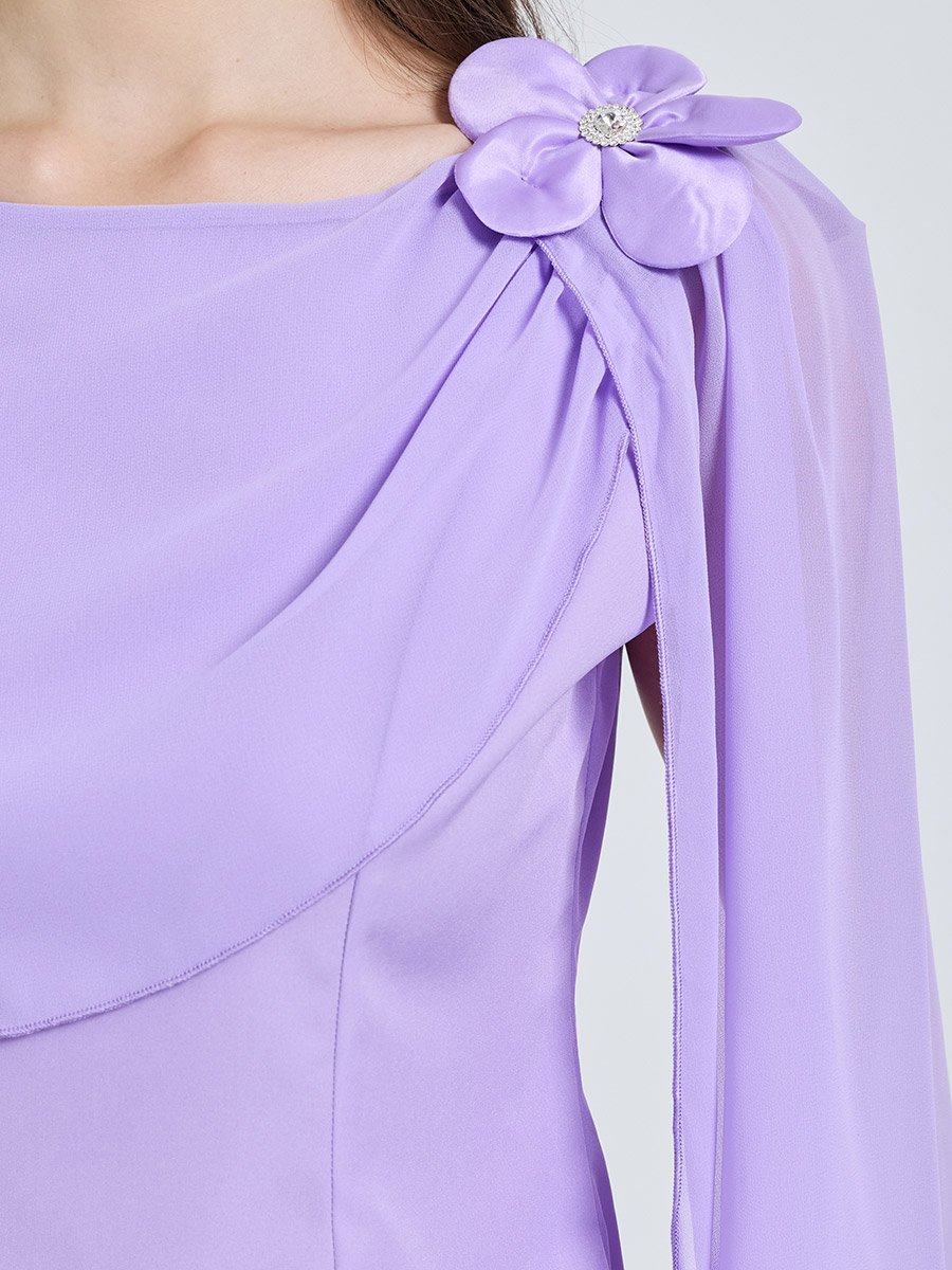 Purple Solid Boat Neck Top