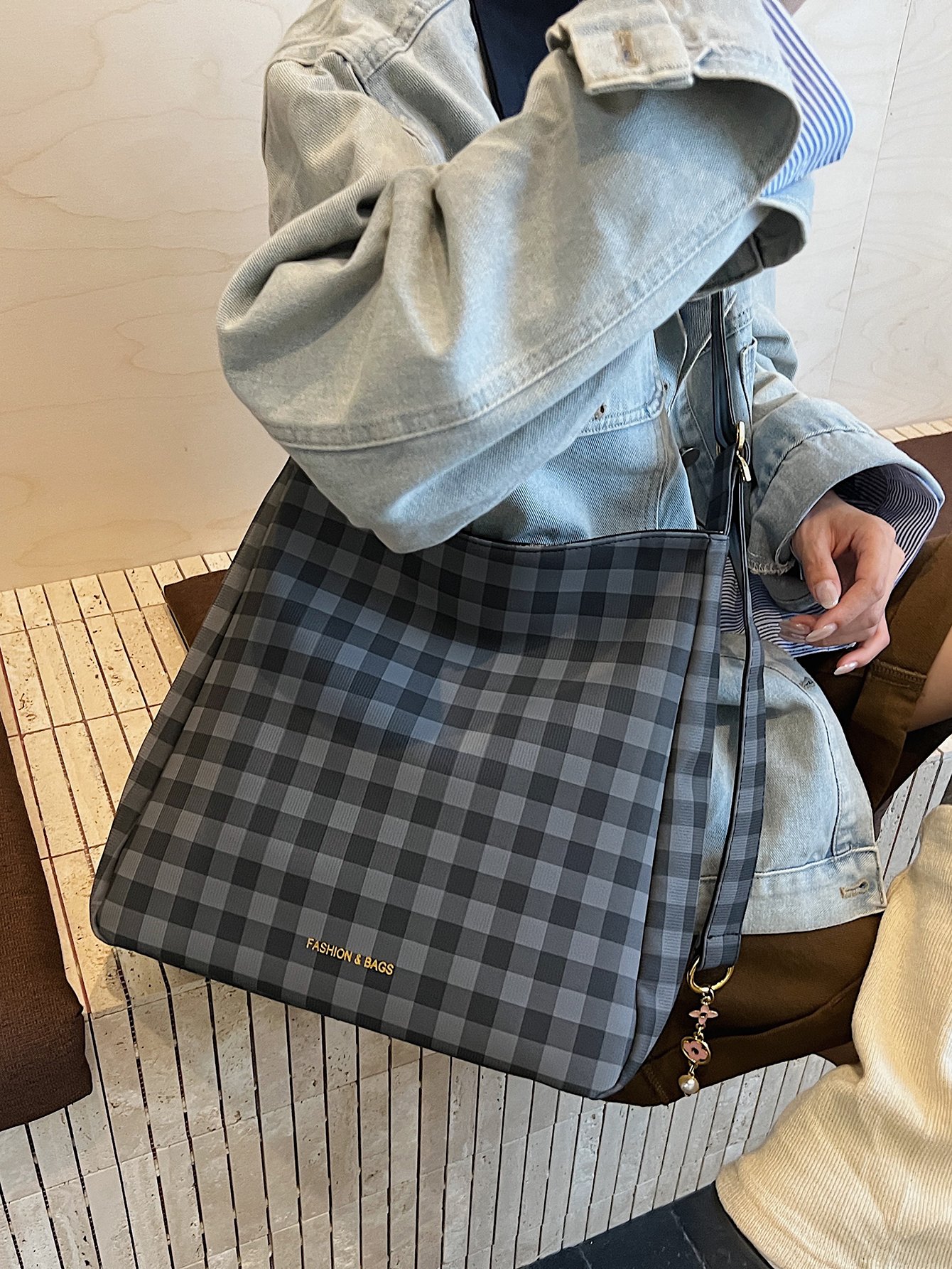 Multi-Color Plaid Shoulder Bag