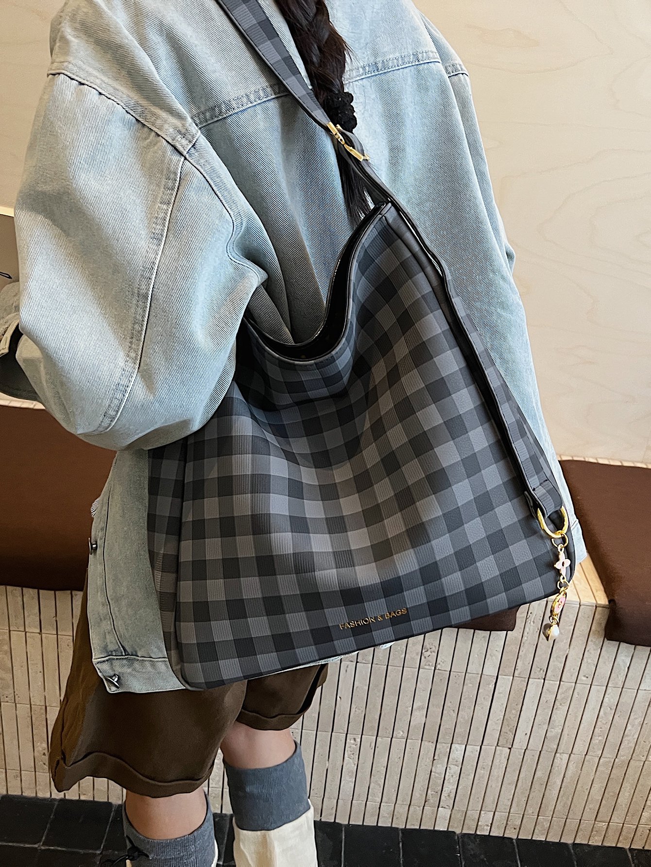 Multi-Color Plaid Shoulder Bag