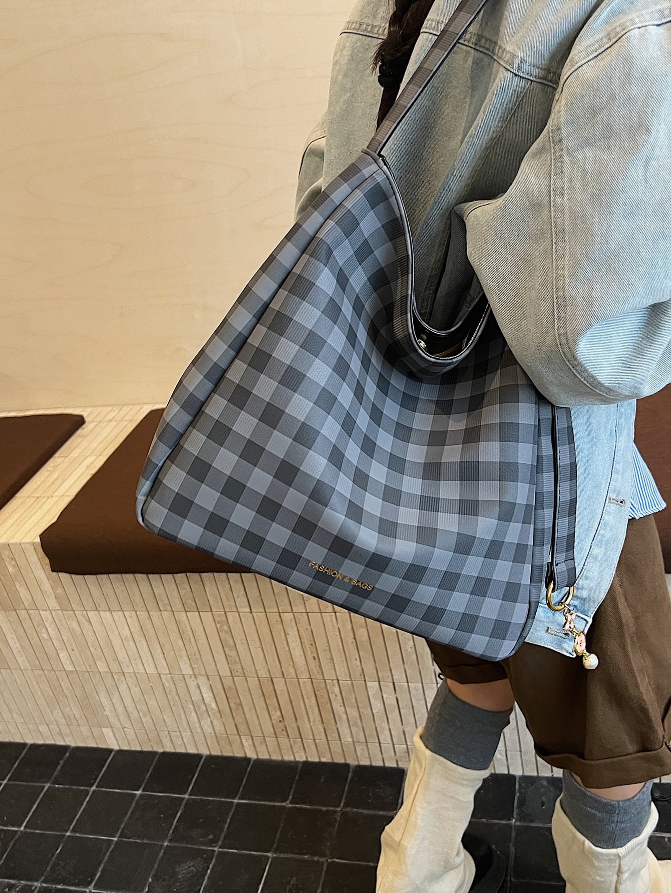 Multi-Color Plaid Shoulder Bag