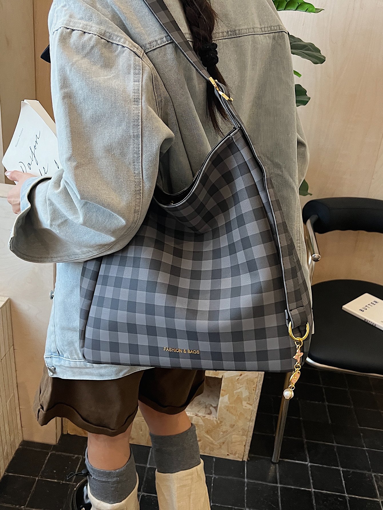 Multi-Color Plaid Shoulder Bag