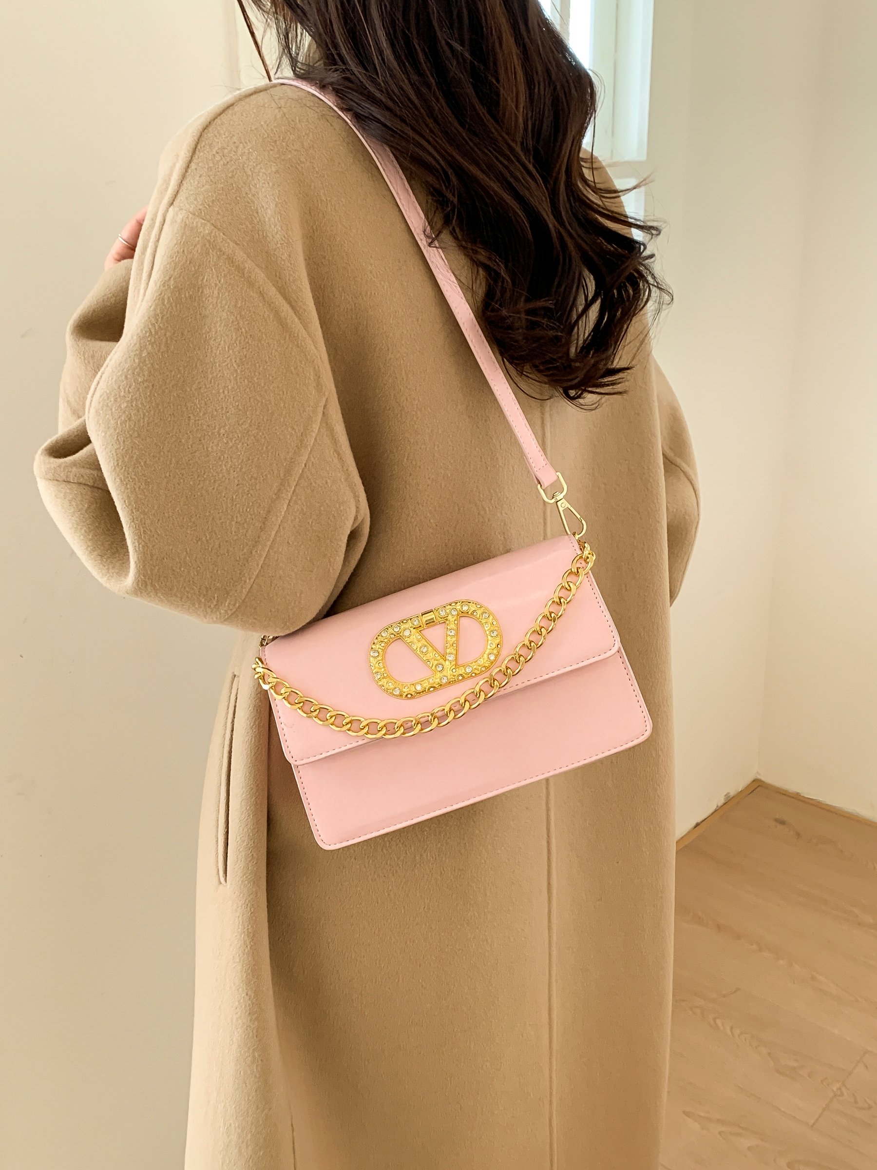 Pink Embellished Crossbody Bag