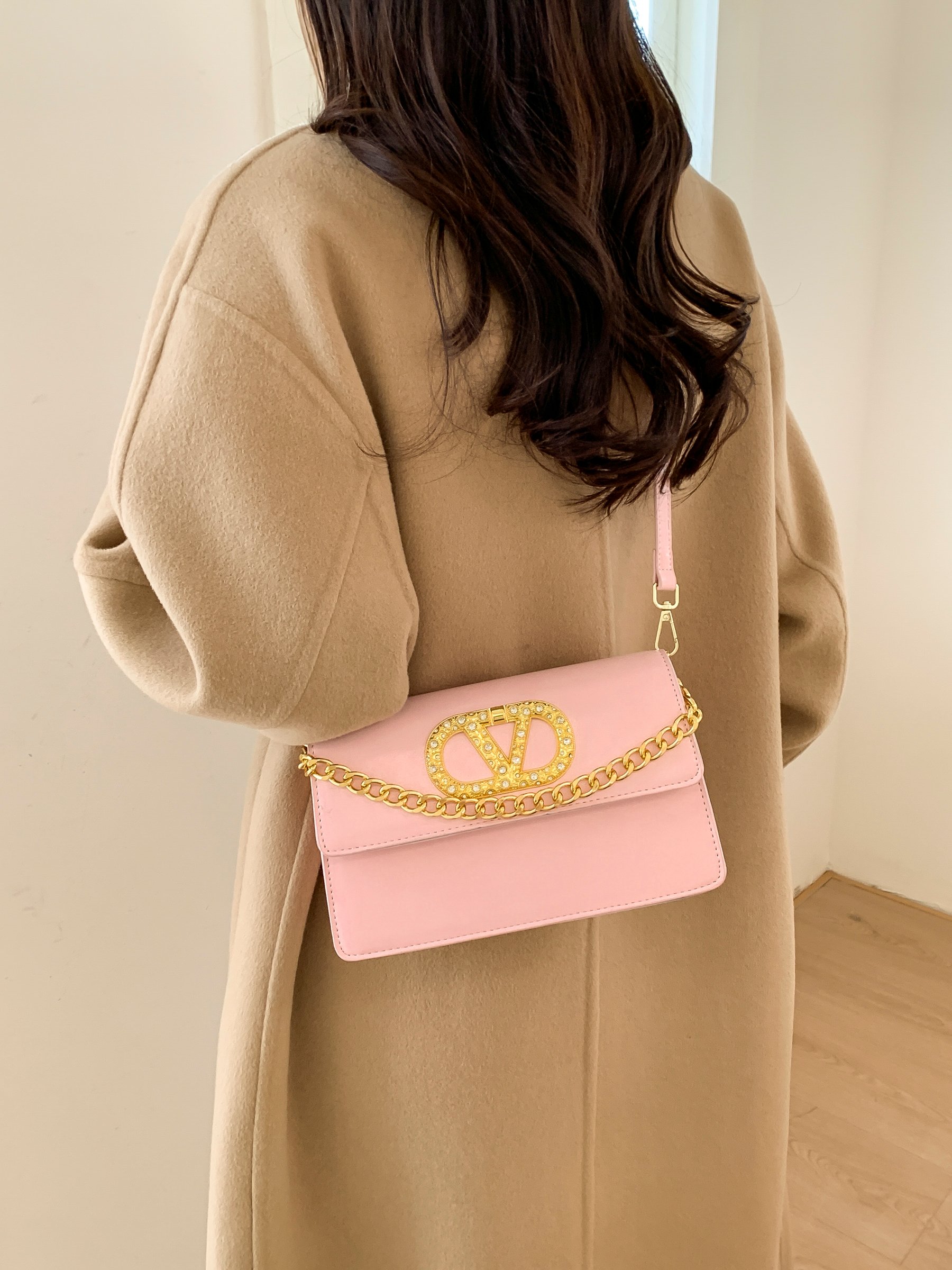 Pink Embellished Crossbody Bag