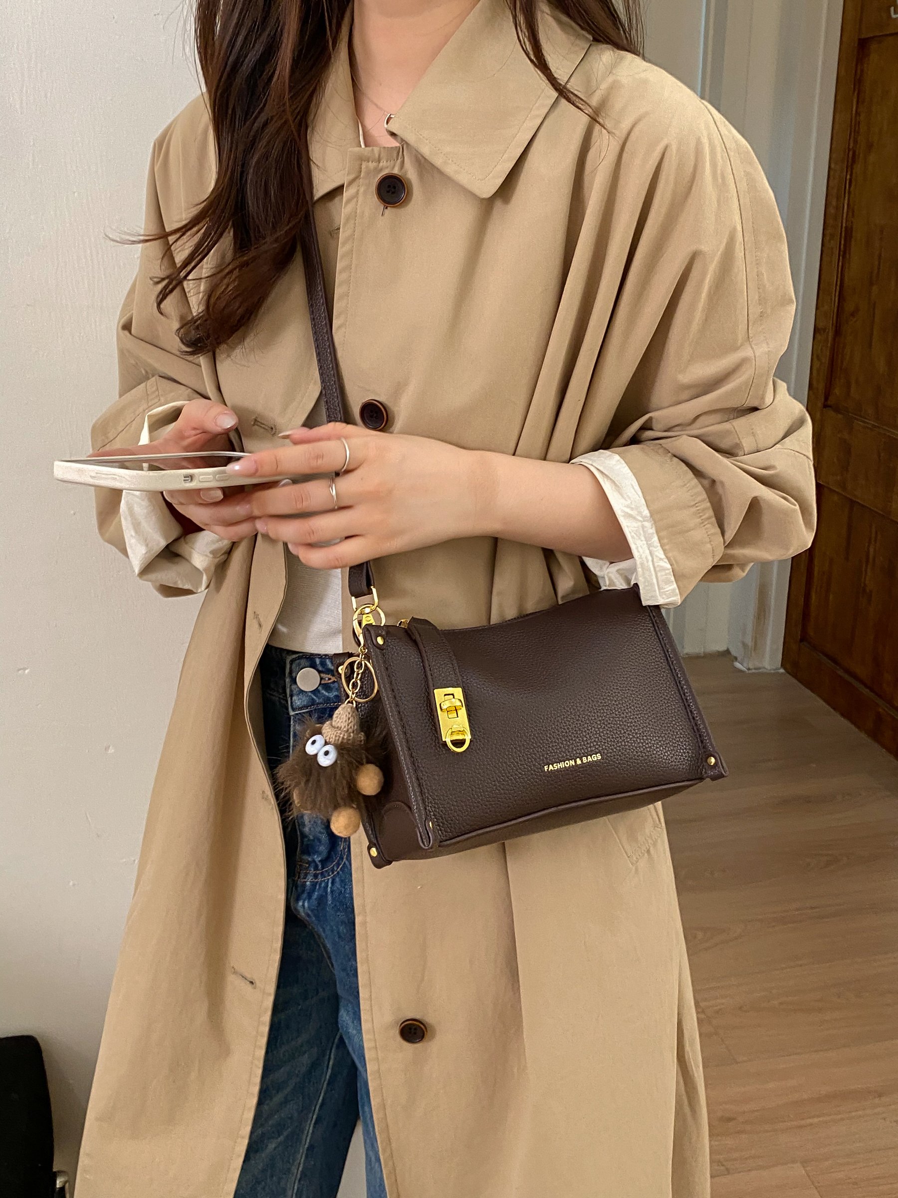 Coffee Brown Crossbody Bag