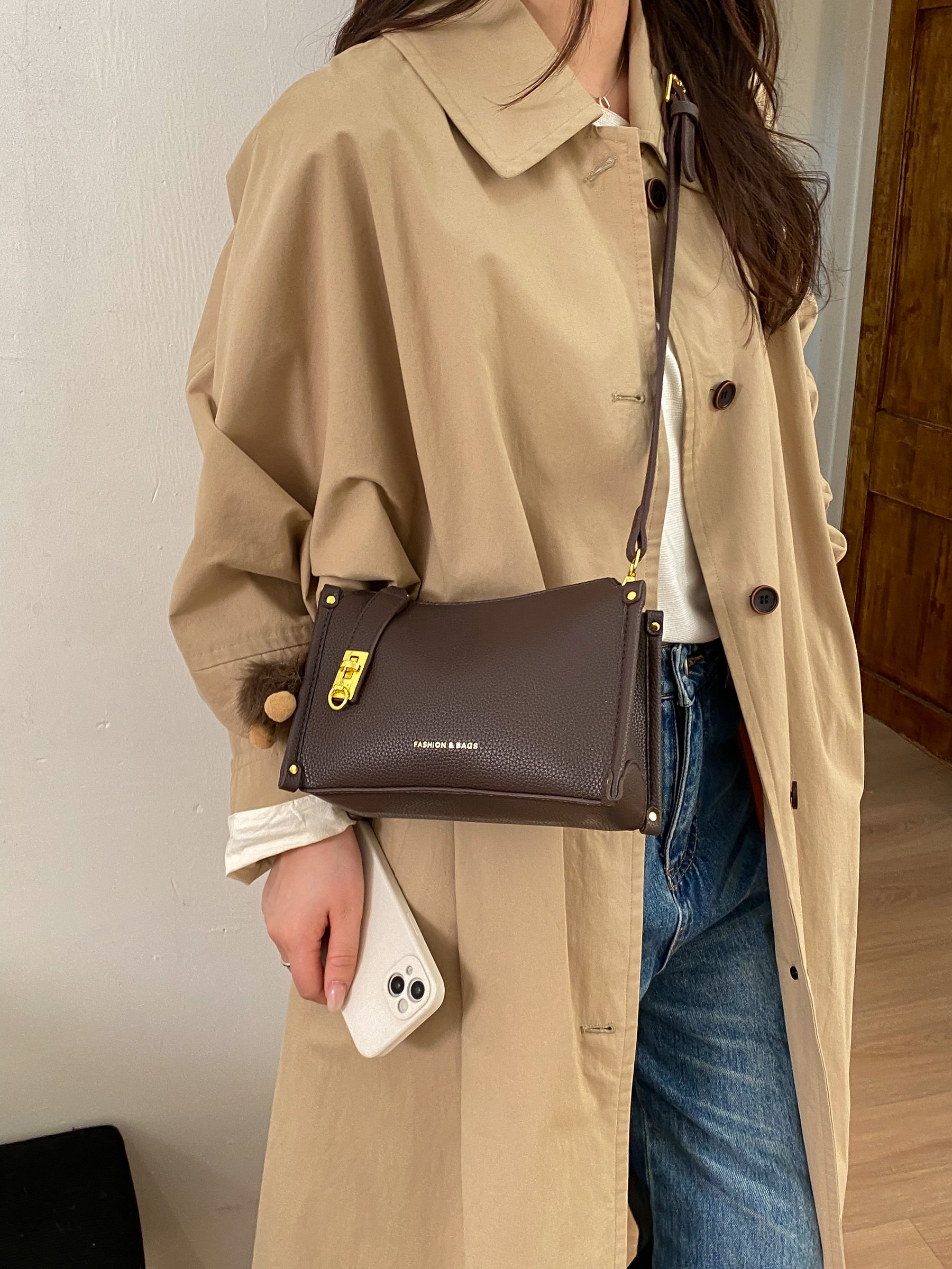 Coffee Brown Crossbody Bag