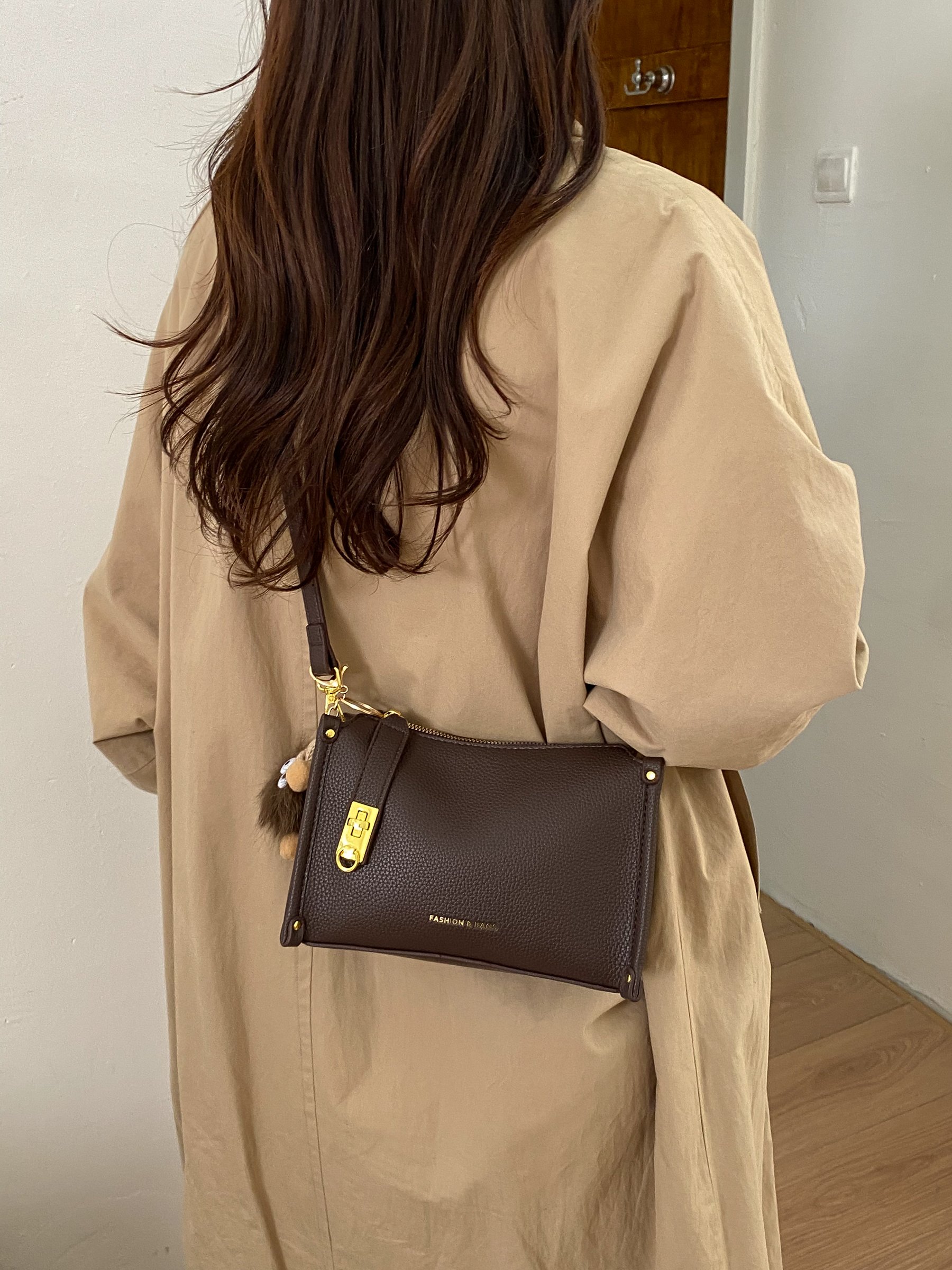 Coffee Brown Crossbody Bag