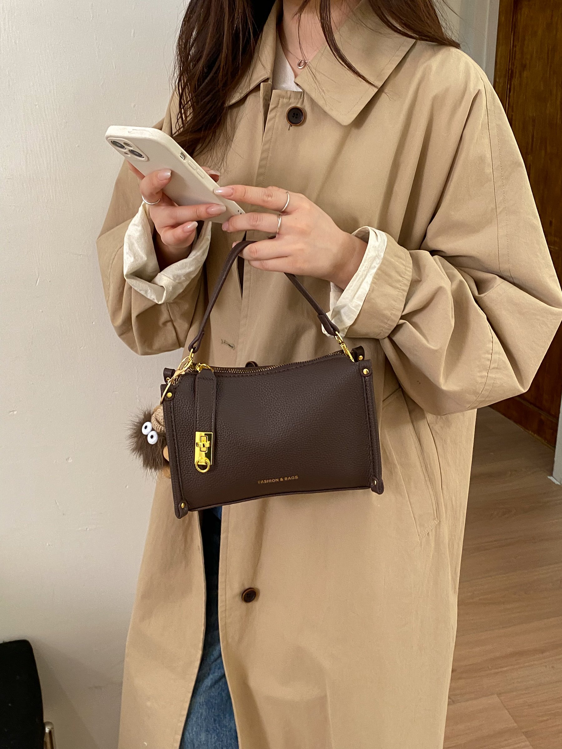 Coffee Brown Crossbody Bag